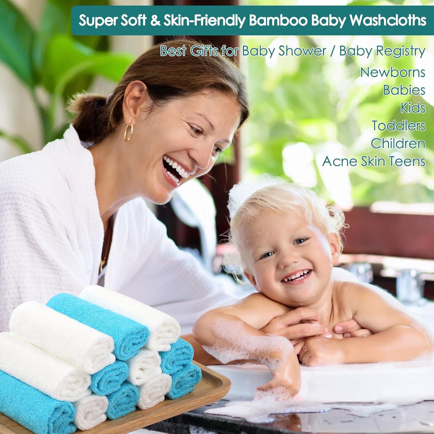 Paños de Baño para Bebés Jeffsun 6 Pack 25.4x25.4 cm Azul