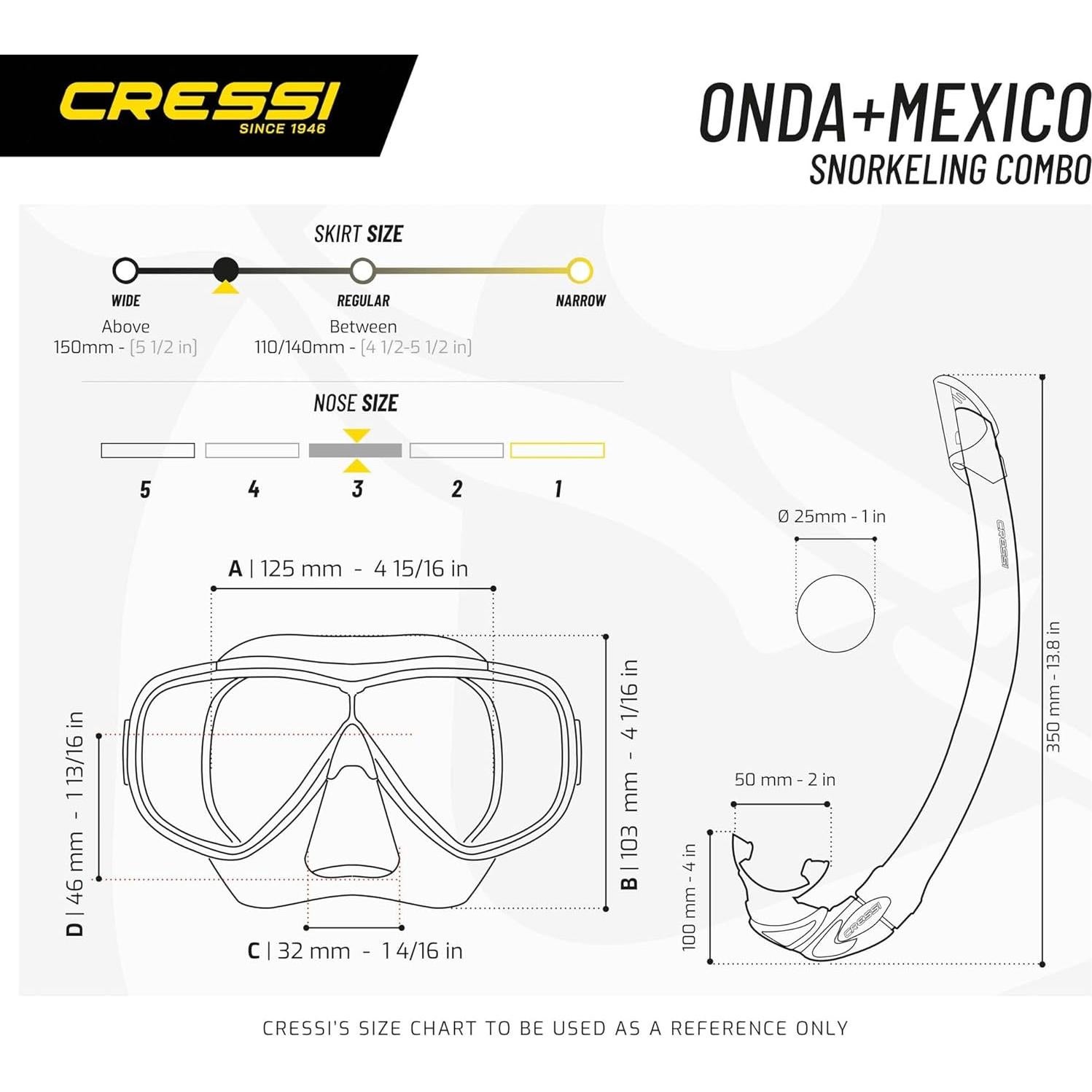 Máscara de Snorkel Cressi Onda y Snorkel México Adulto
