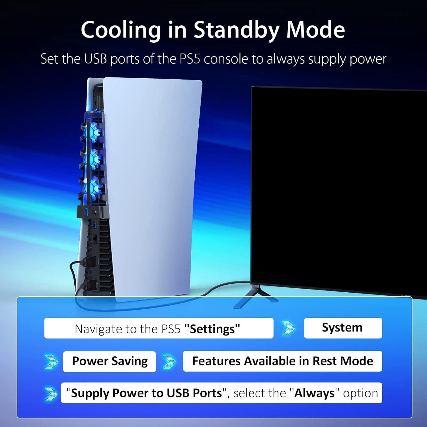 Ventilador de Enfriamiento NexiGo PS5 con Luz LED Azul