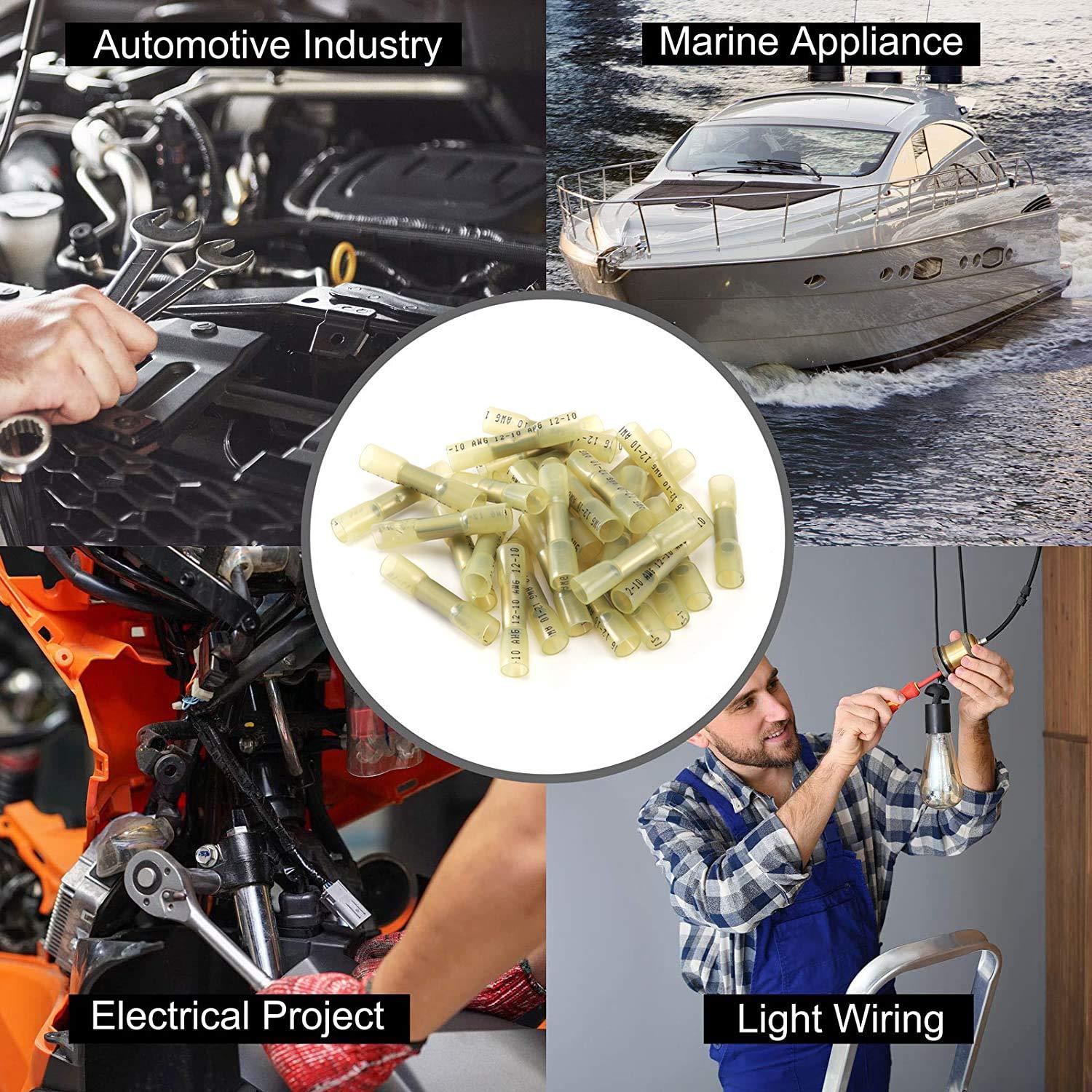 Conectores de Termorretracción Amarillo YYuan 50Pcs 12-10 AWG