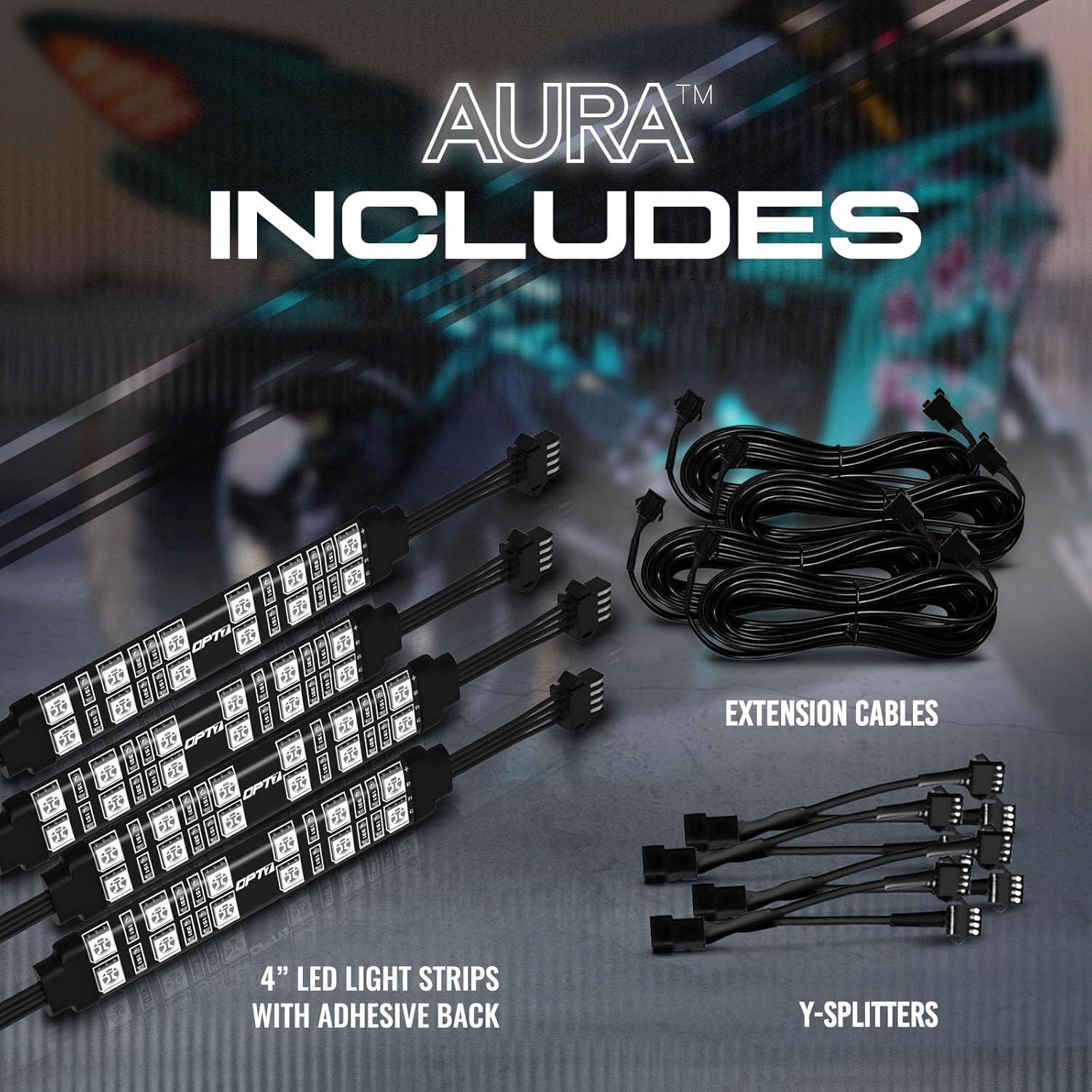 Tiras LED de Doble Fila OPT7 Aura 4 Piezas Multicolor 10.16 cm