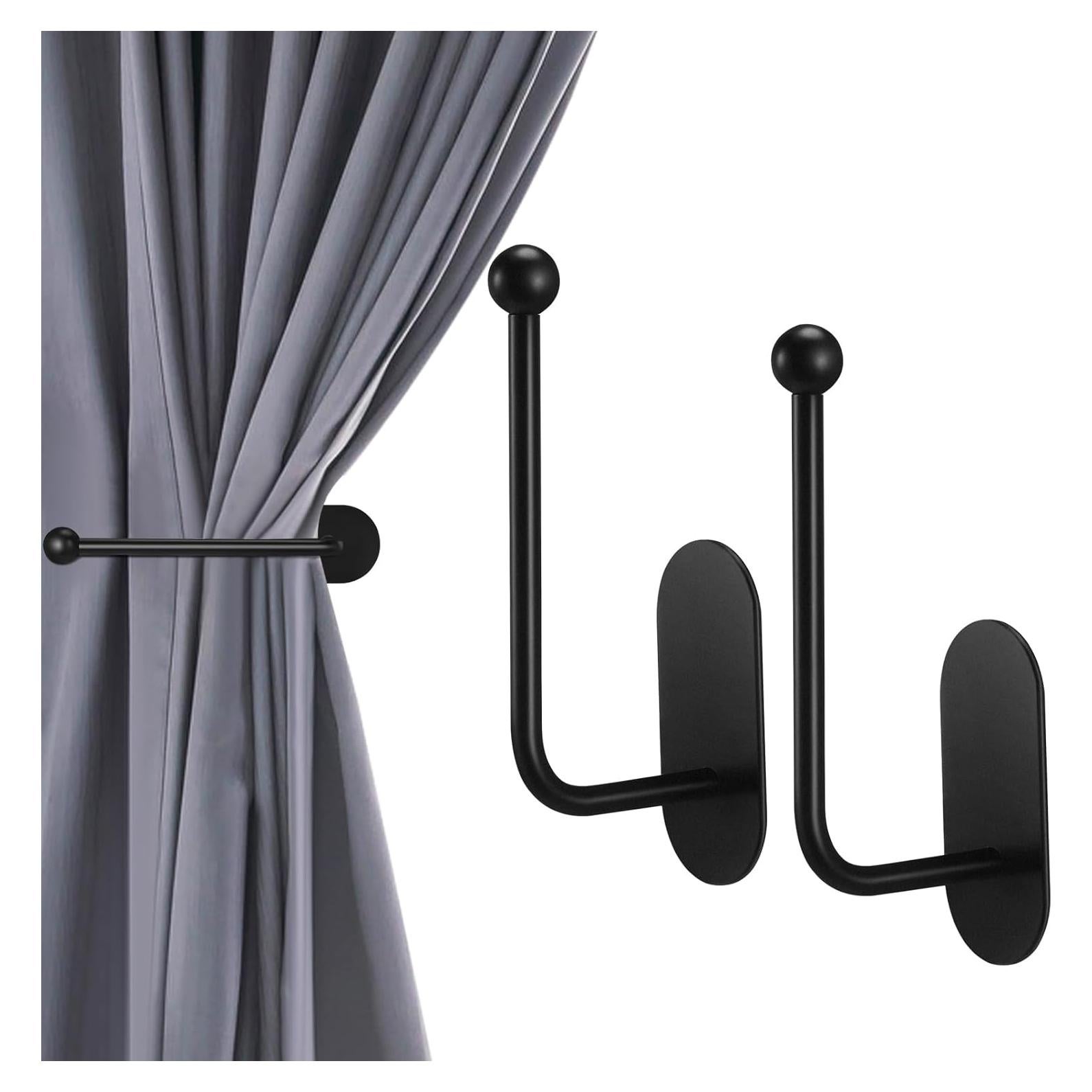 Soportes Adhesivos para Cortinas CroBlissful 2 Pcs Negro