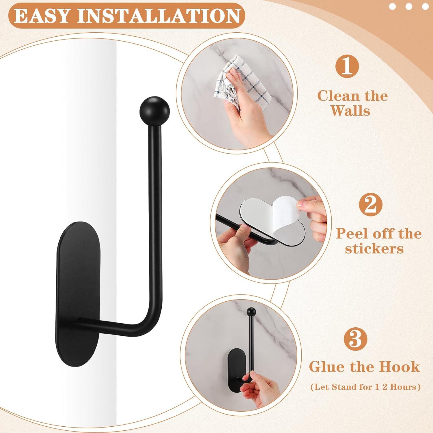 Soportes Adhesivos para Cortinas CroBlissful 2 Pcs Negro