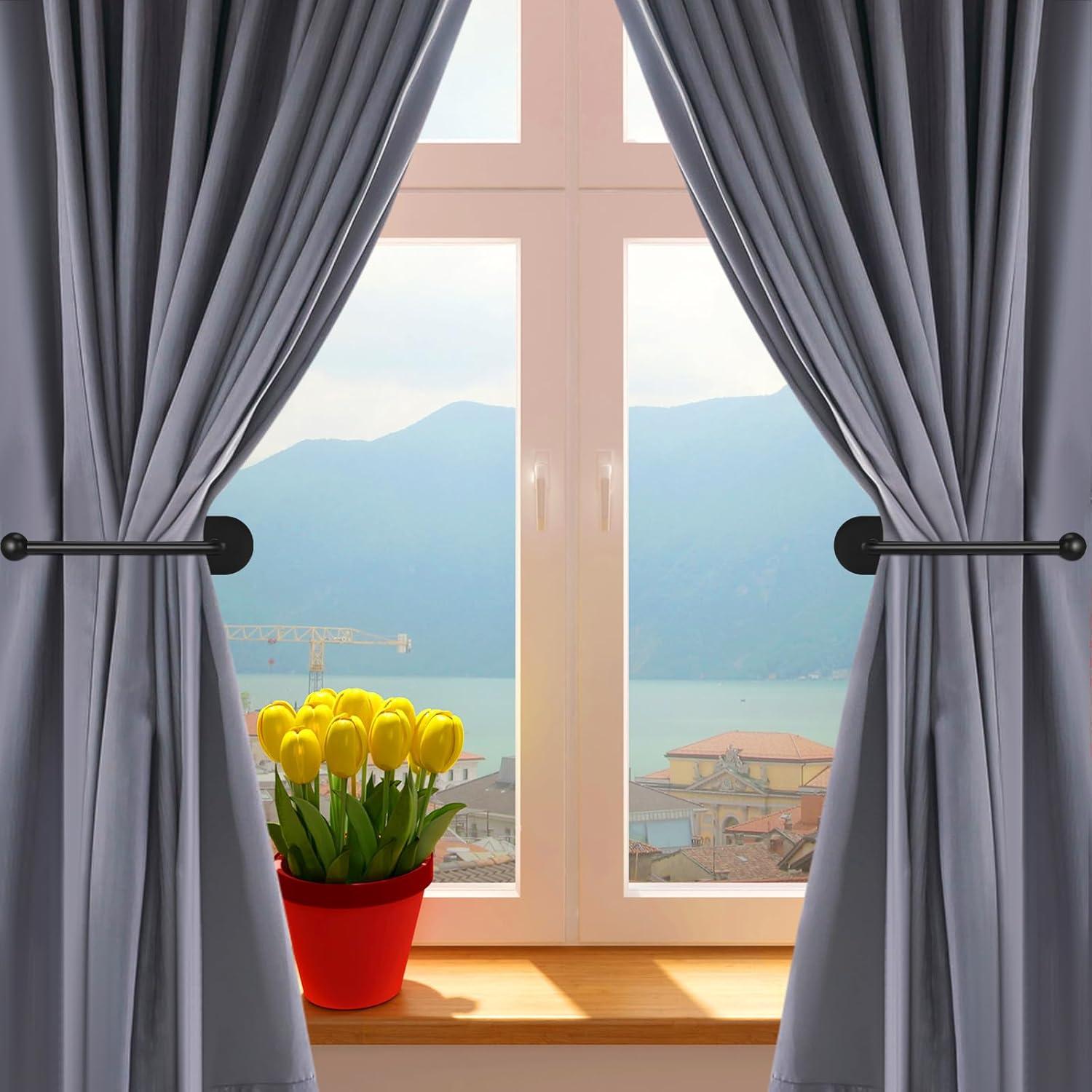 Soportes Adhesivos para Cortinas CroBlissful 2 Pcs Negro