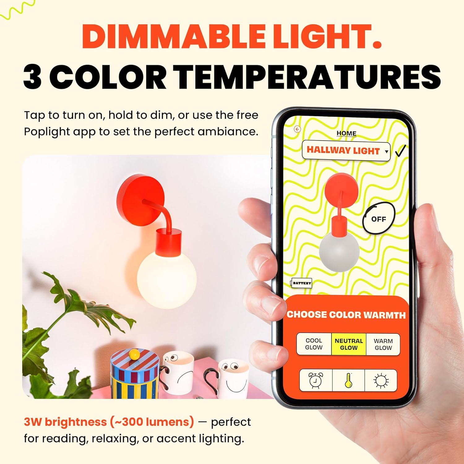 Aplique de Pared LED Recargable Poplight Blanco - Sin Daños