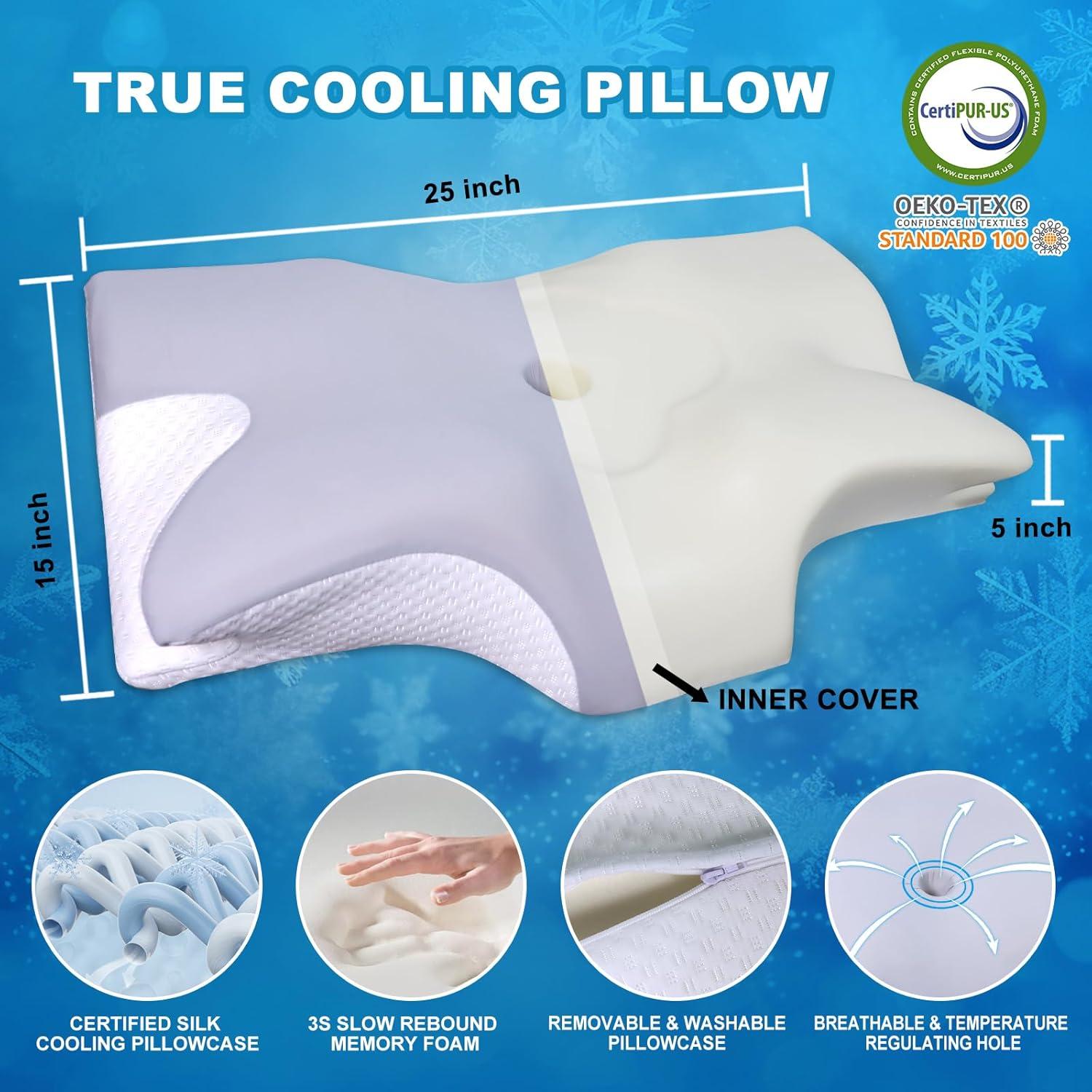 Almohada Cervical Ergonómica BSAFP con Espuma de Memoria 63.5x38.1cm