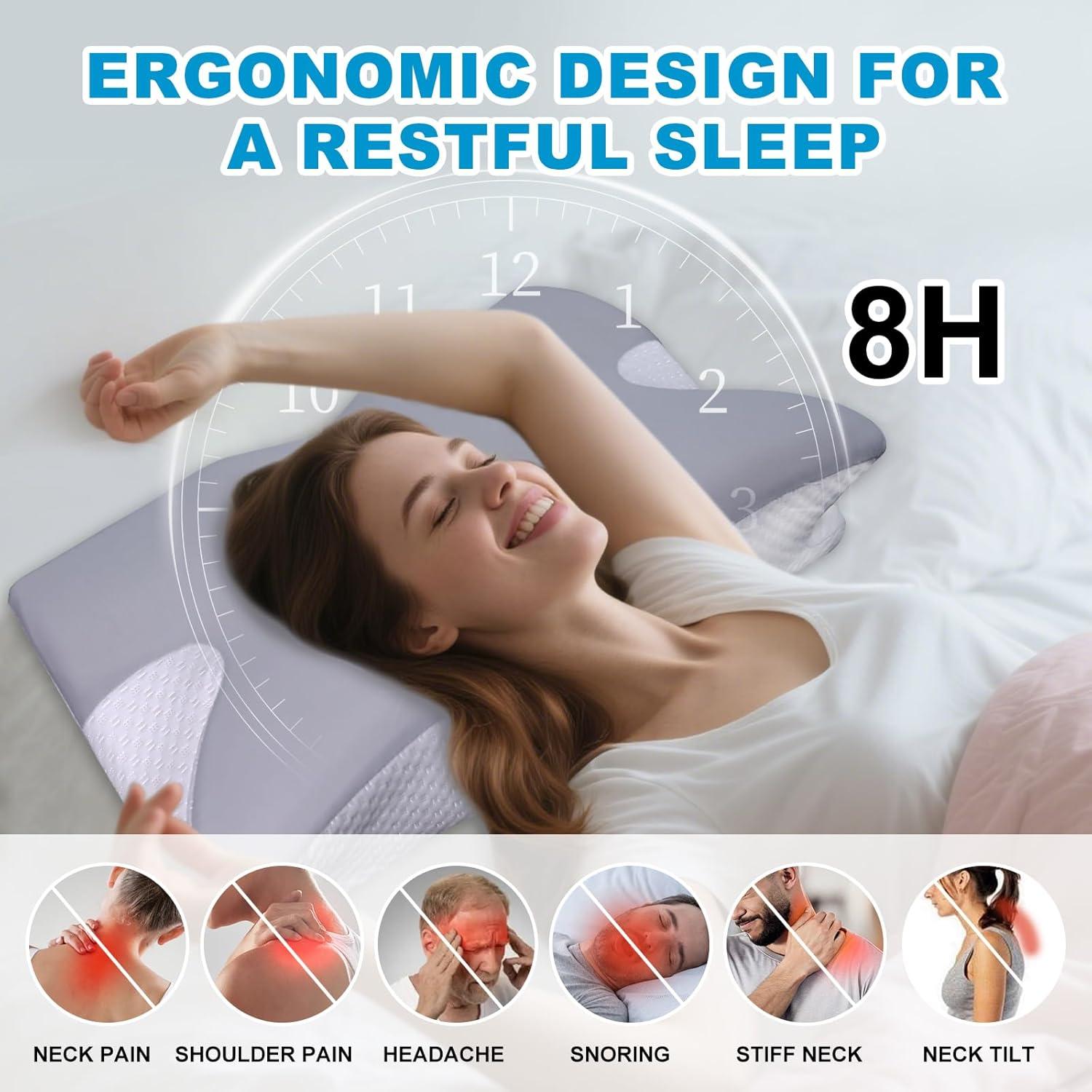 Almohada Cervical Ergonómica BSAFP con Espuma de Memoria 63.5x38.1cm