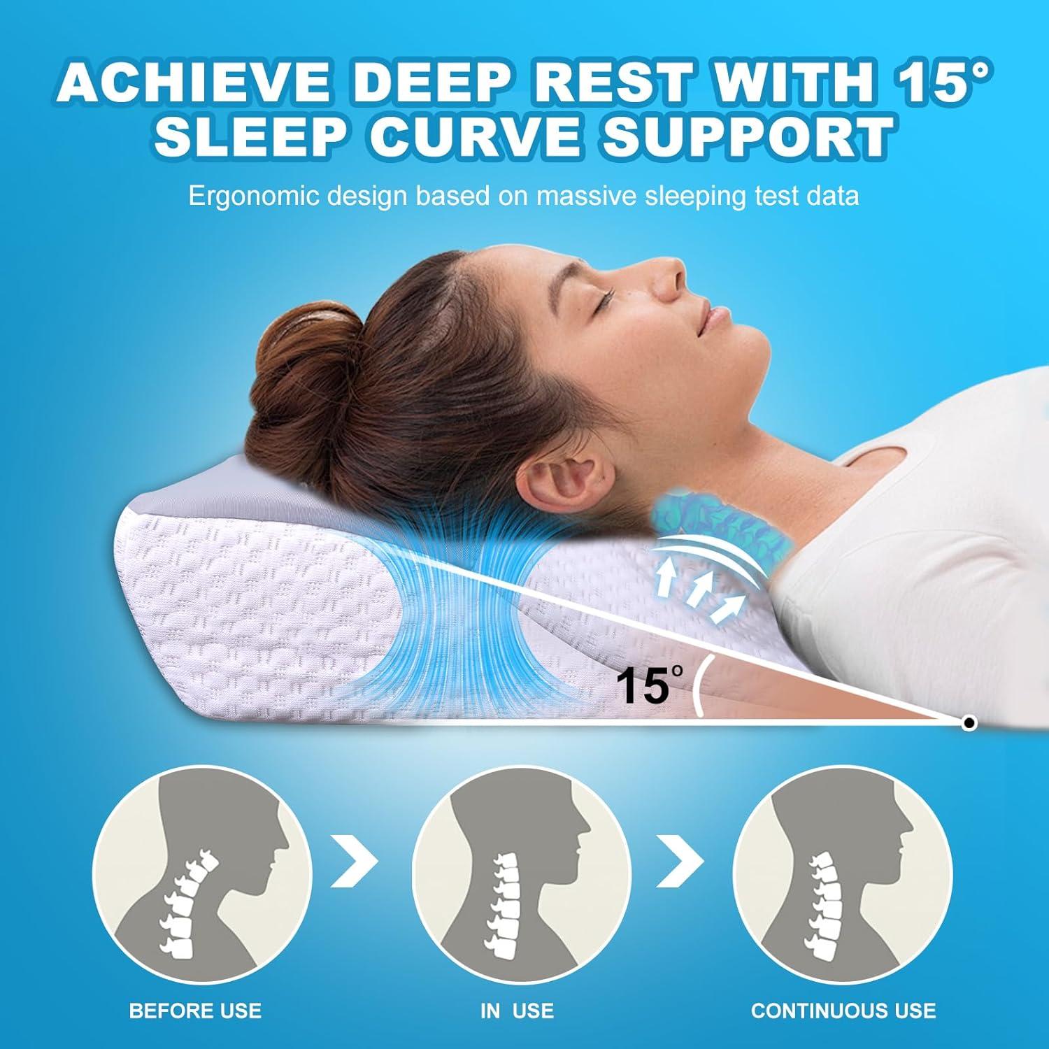 Almohada Cervical Ergonómica BSAFP con Espuma de Memoria 63.5x38.1cm