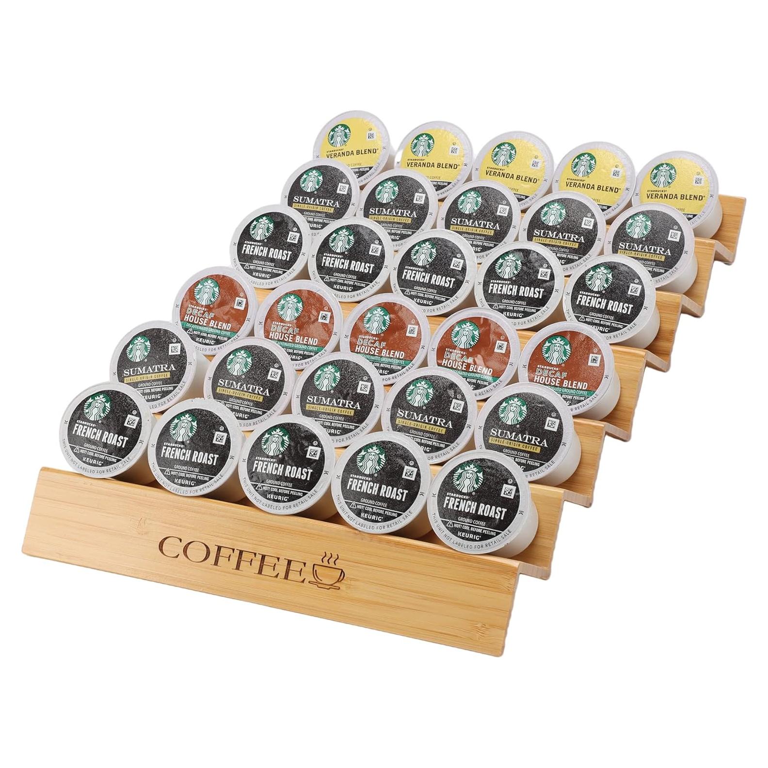 Soporte para Cápsulas de Café MinBoo de Bambú - 2 Piezas, 30 Cápsulas