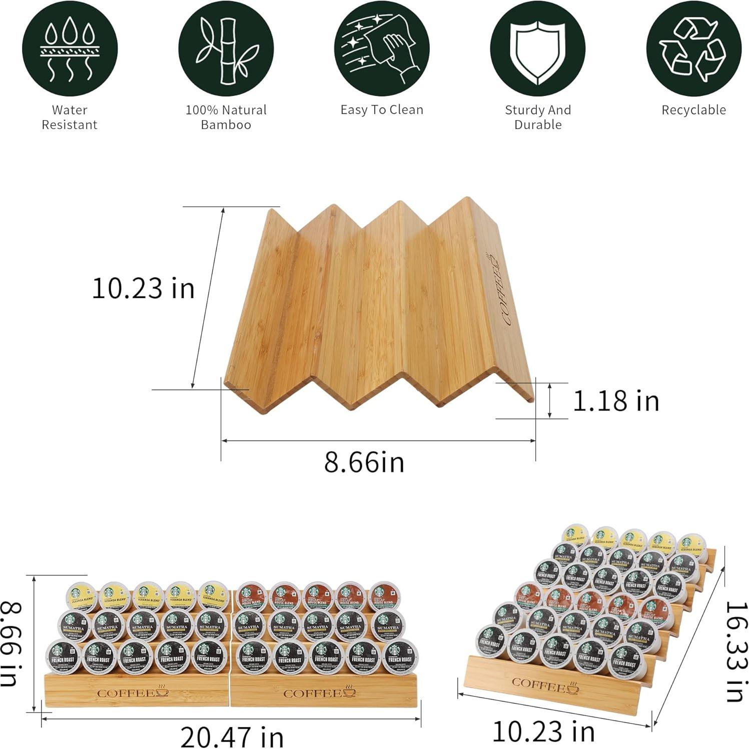 Soporte para Cápsulas de Café MinBoo de Bambú - 2 Piezas, 30 Cápsulas
