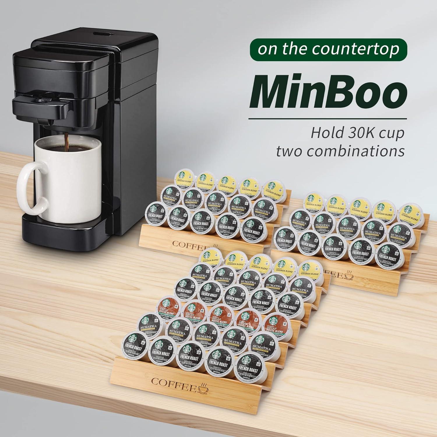 Soporte para Cápsulas de Café MinBoo de Bambú - 2 Piezas, 30 Cápsulas