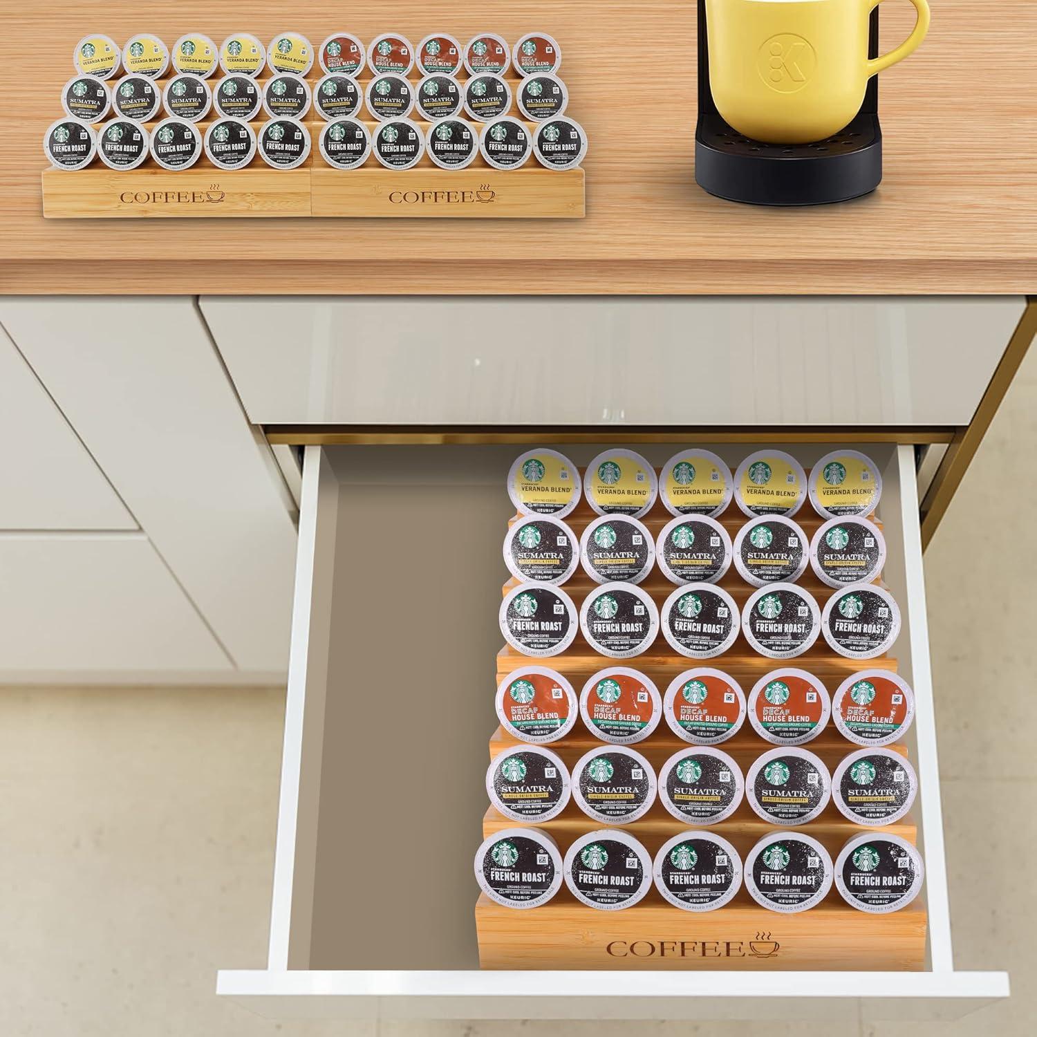 Soporte para Cápsulas de Café MinBoo de Bambú - 2 Piezas, 30 Cápsulas