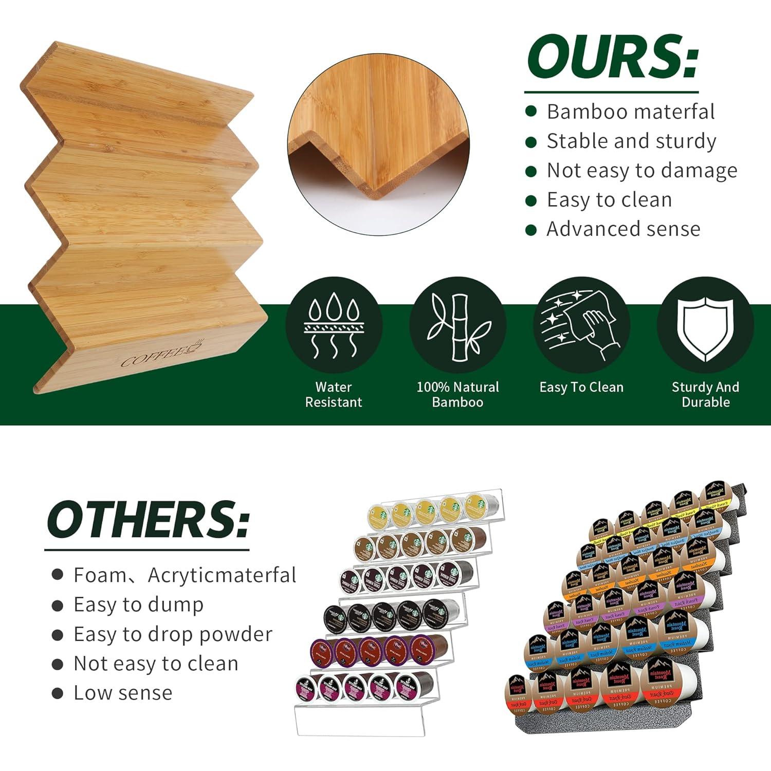 Soporte para Cápsulas de Café MinBoo de Bambú - 2 Piezas, 30 Cápsulas