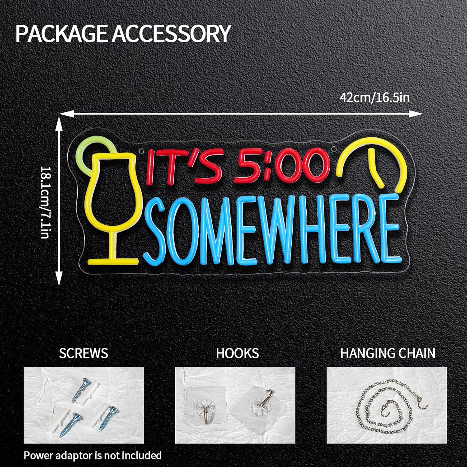 Letrero de Neón LED 5:00 Runalosa 42x18 cm Regulable