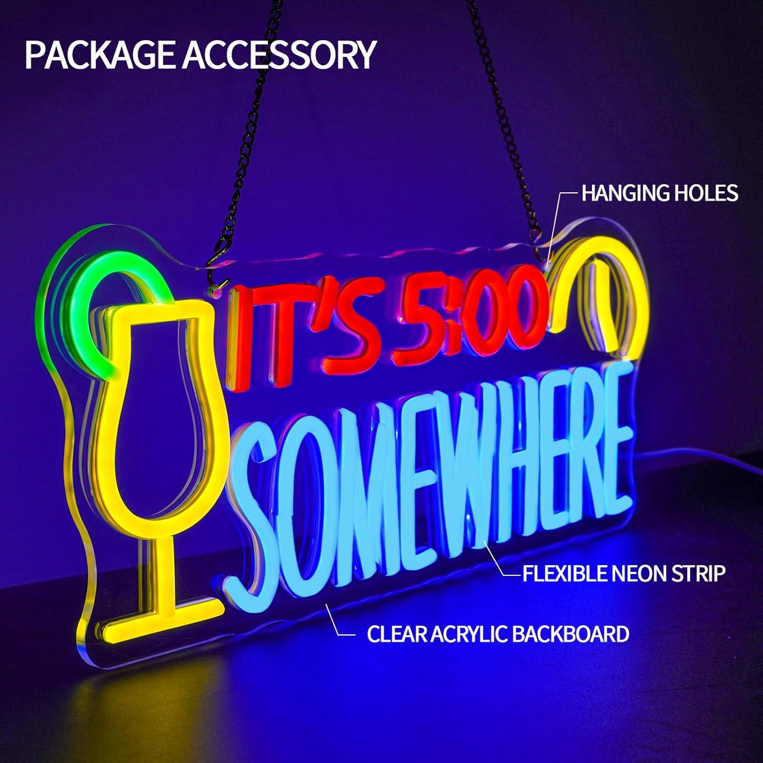 Letrero de Neón LED 5:00 Runalosa 42x18 cm Regulable