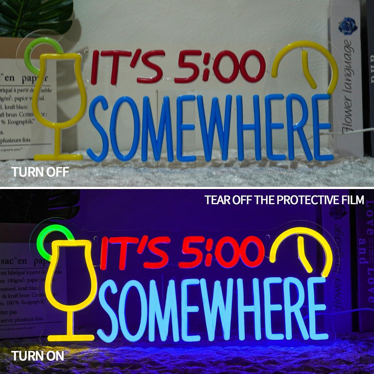 Letrero de Neón LED 5:00 Runalosa 42x18 cm Regulable