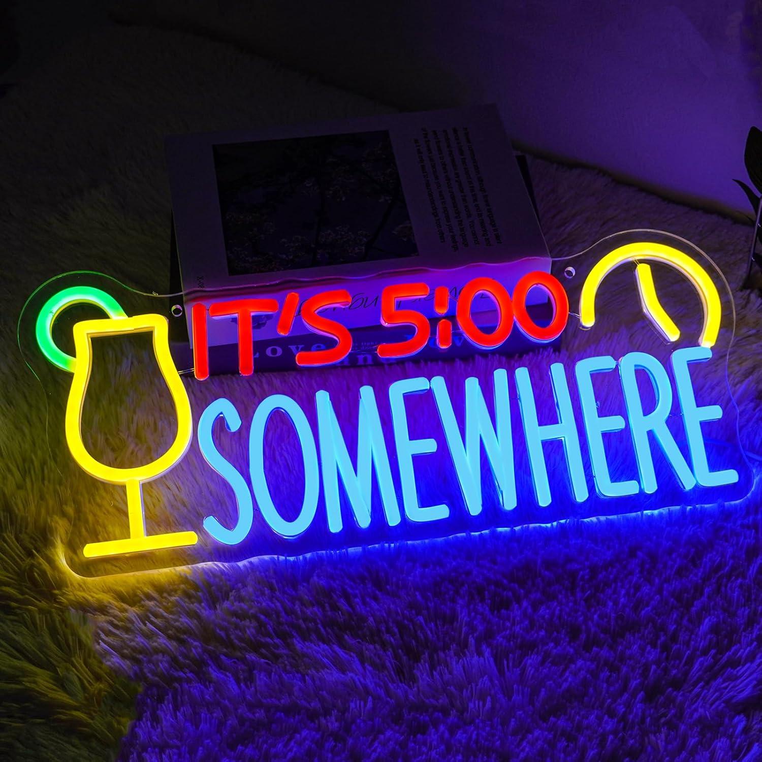 Letrero de Neón LED 5:00 Runalosa 42x18 cm Regulable