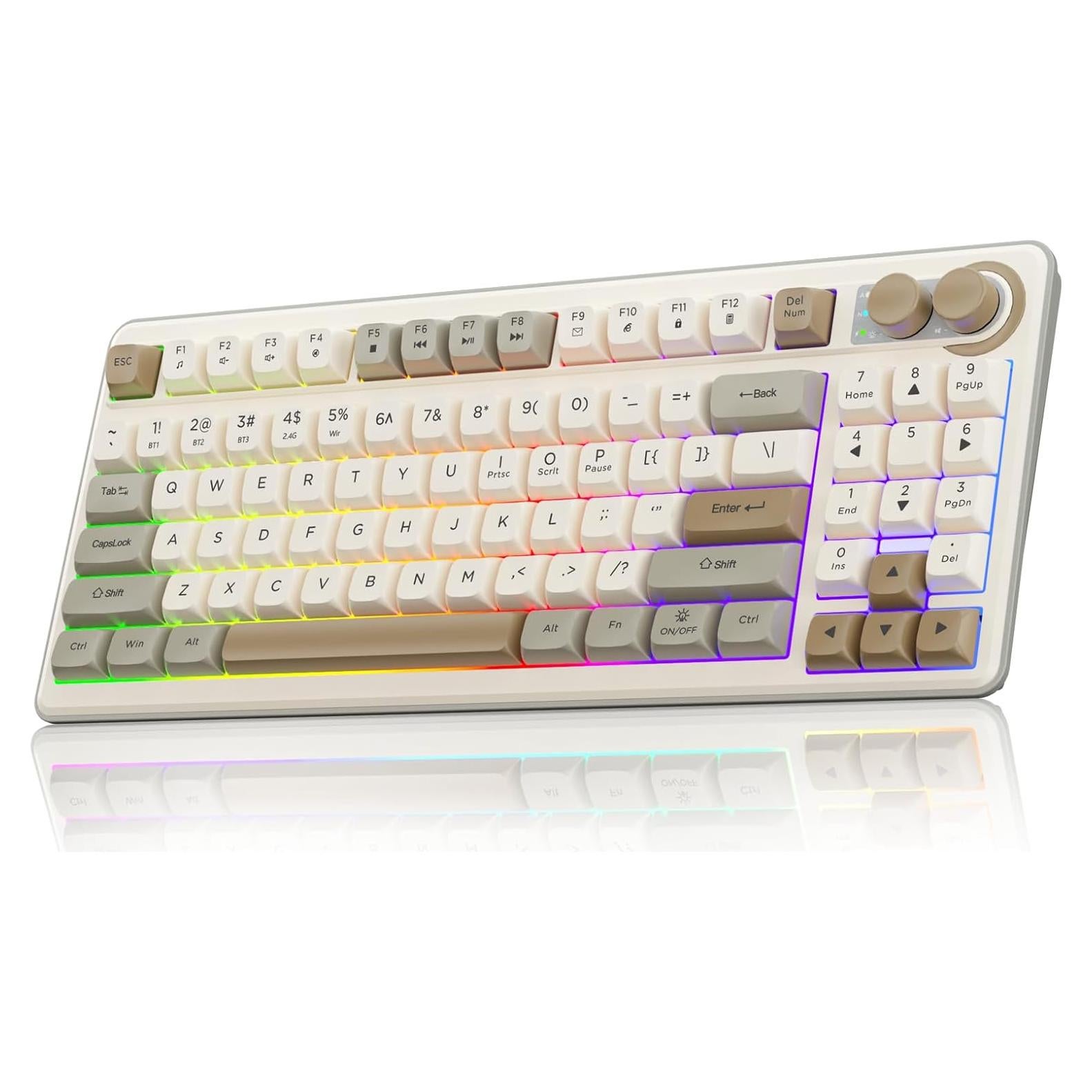 Teclado Gaming Inalámbrico Solakaka SK90 75% Crema RGB