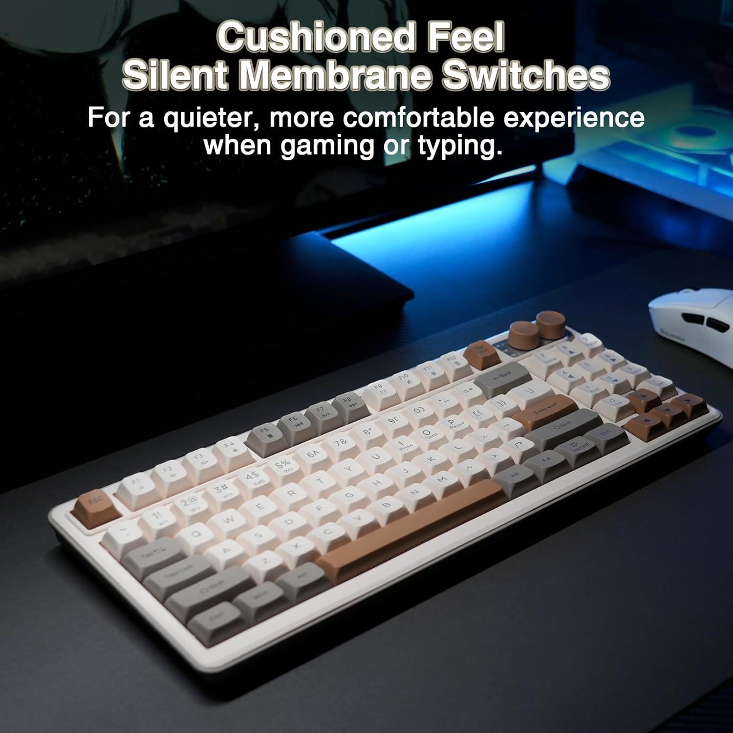 Teclado Gaming Inalámbrico Solakaka SK90 75% Crema RGB