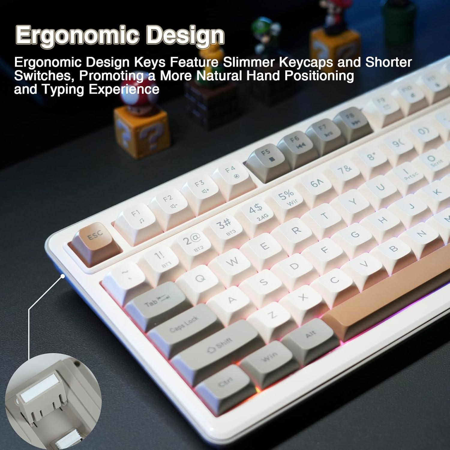 Teclado Gaming Inalámbrico Solakaka SK90 75% Crema RGB