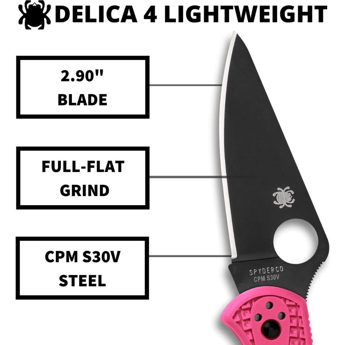 Cuchillo Spyderco Delica 4 Ligero CPM S30V Hoja Negra 7.62 cm