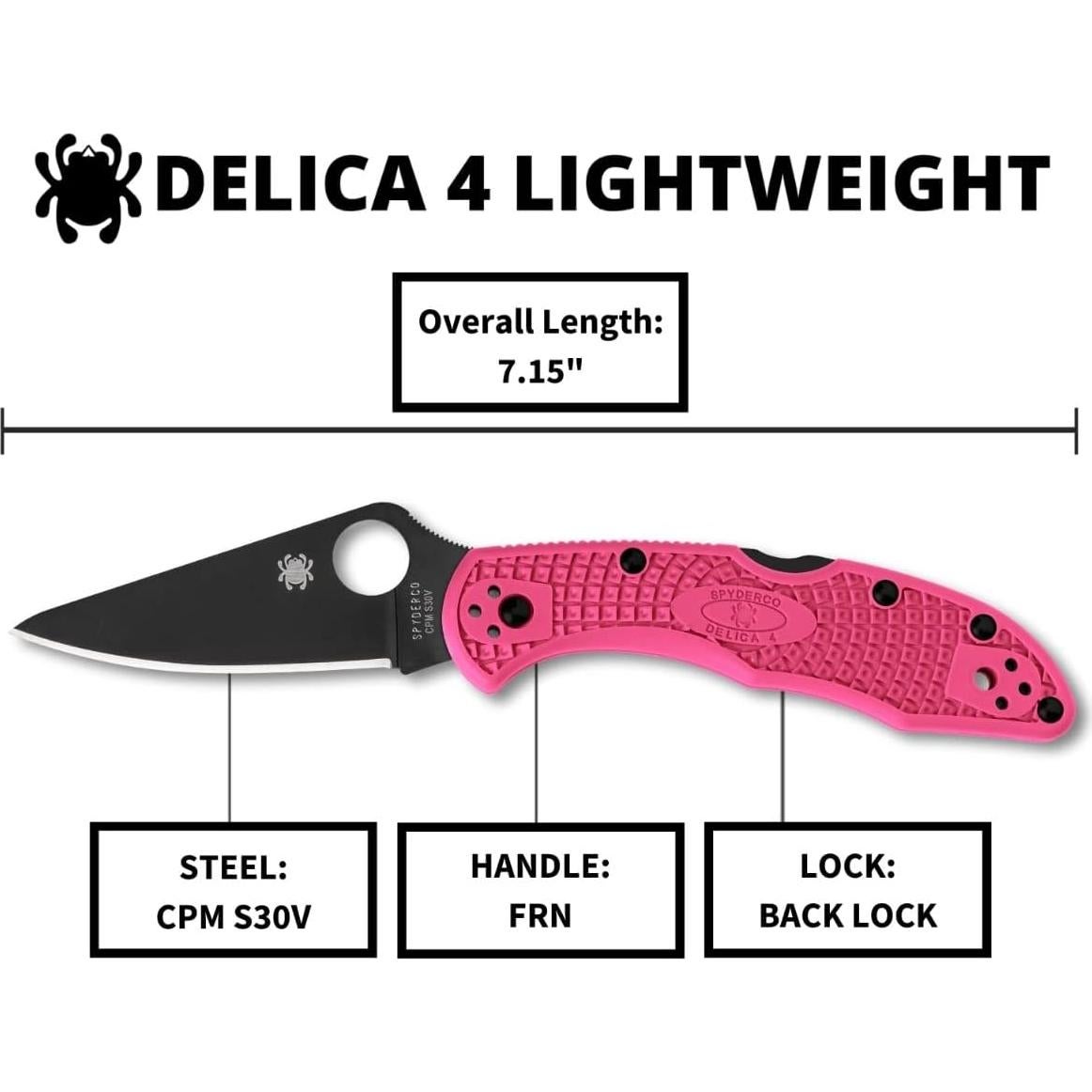 Cuchillo Spyderco Delica 4 Ligero CPM S30V Hoja Negra 7.62 cm