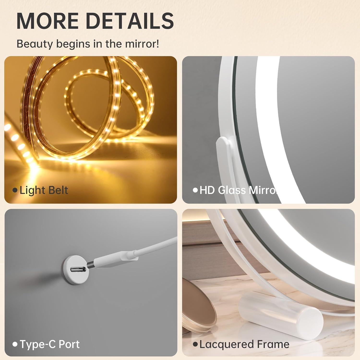 Espejo de Tocador Hasipu LED 11 cm x 11 cm 10X Aumento