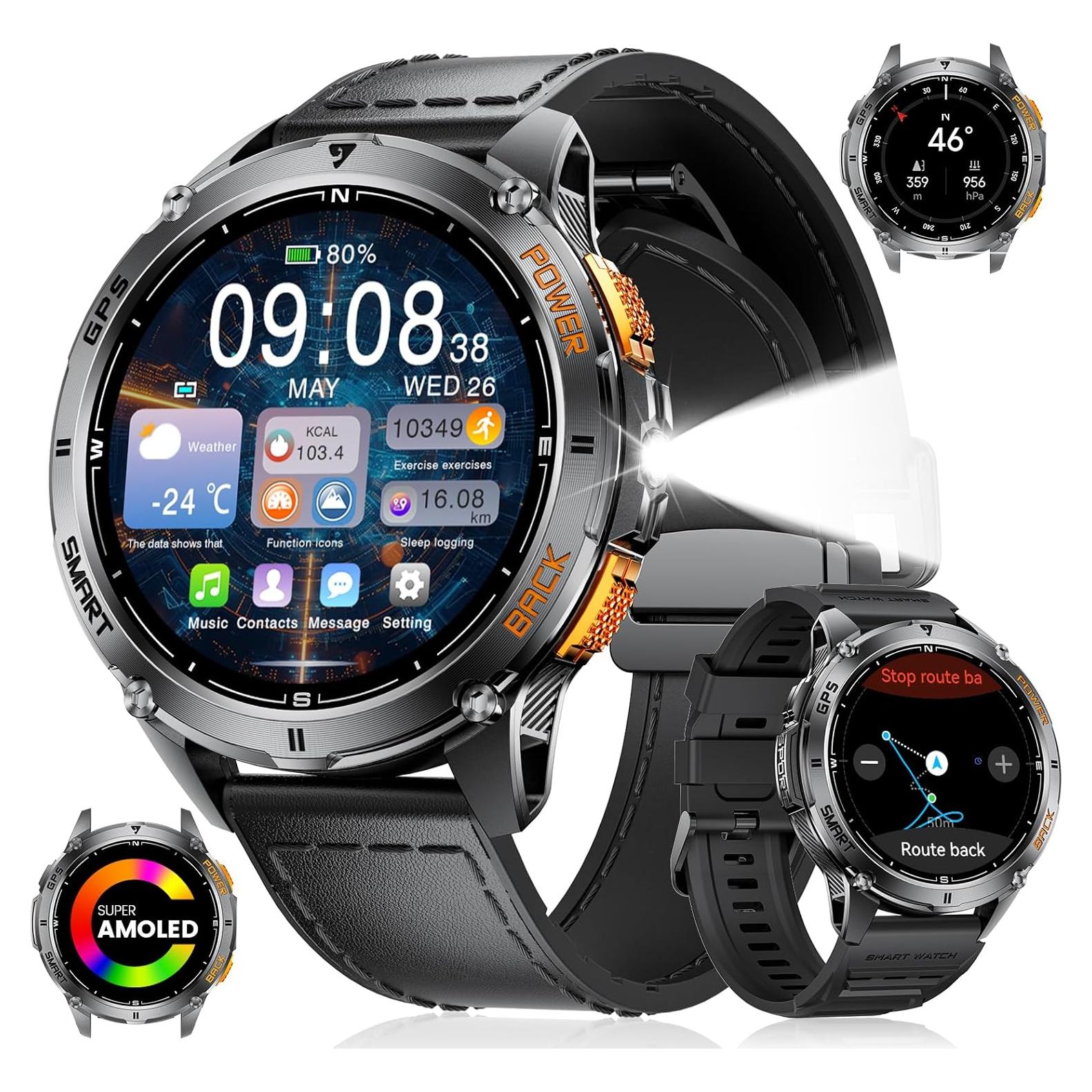 Reloj Inteligente Militar ESFOE DM4 GPS 1.43" AMOLED Negro