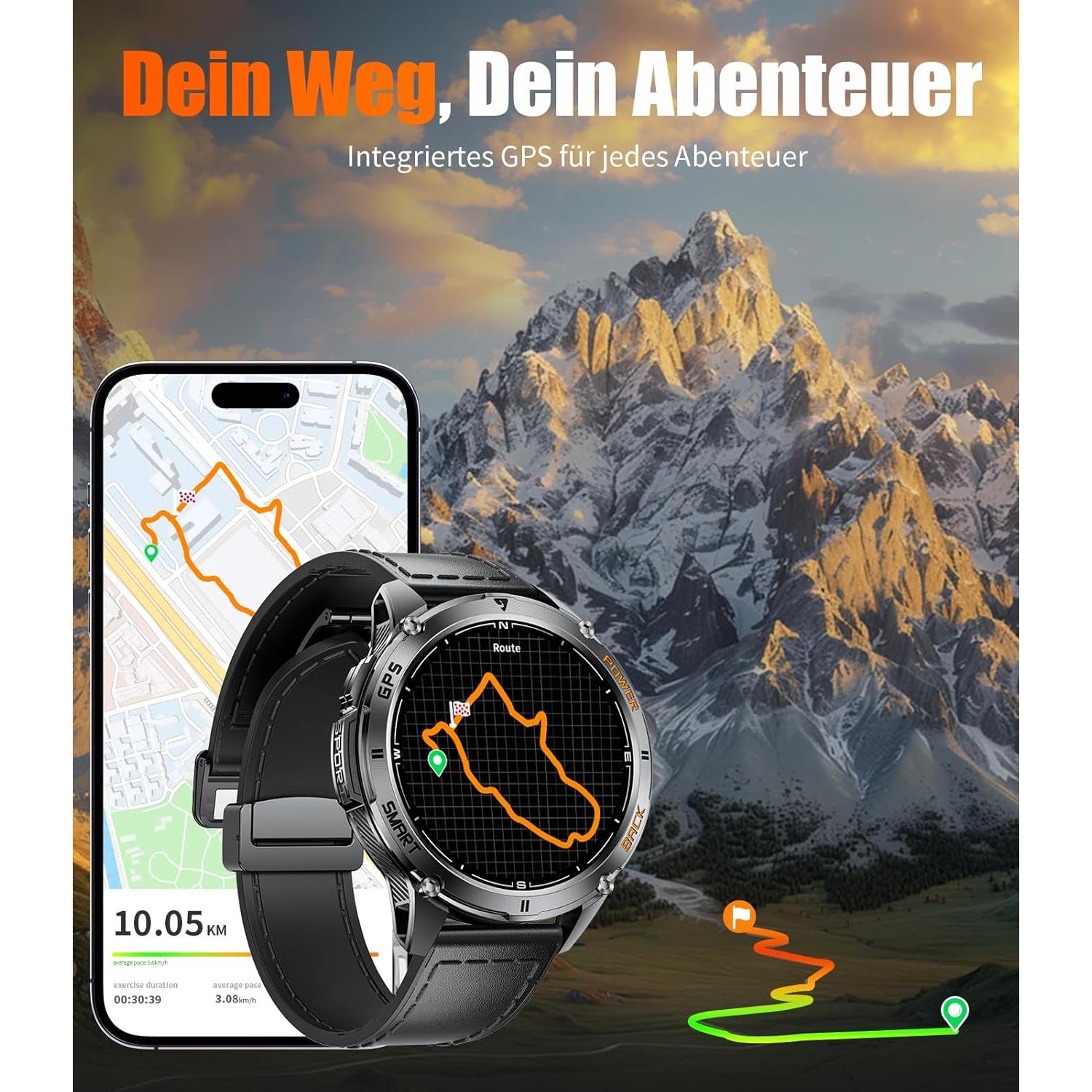Reloj Inteligente Militar ESFOE DM4 GPS 1.43" AMOLED Negro