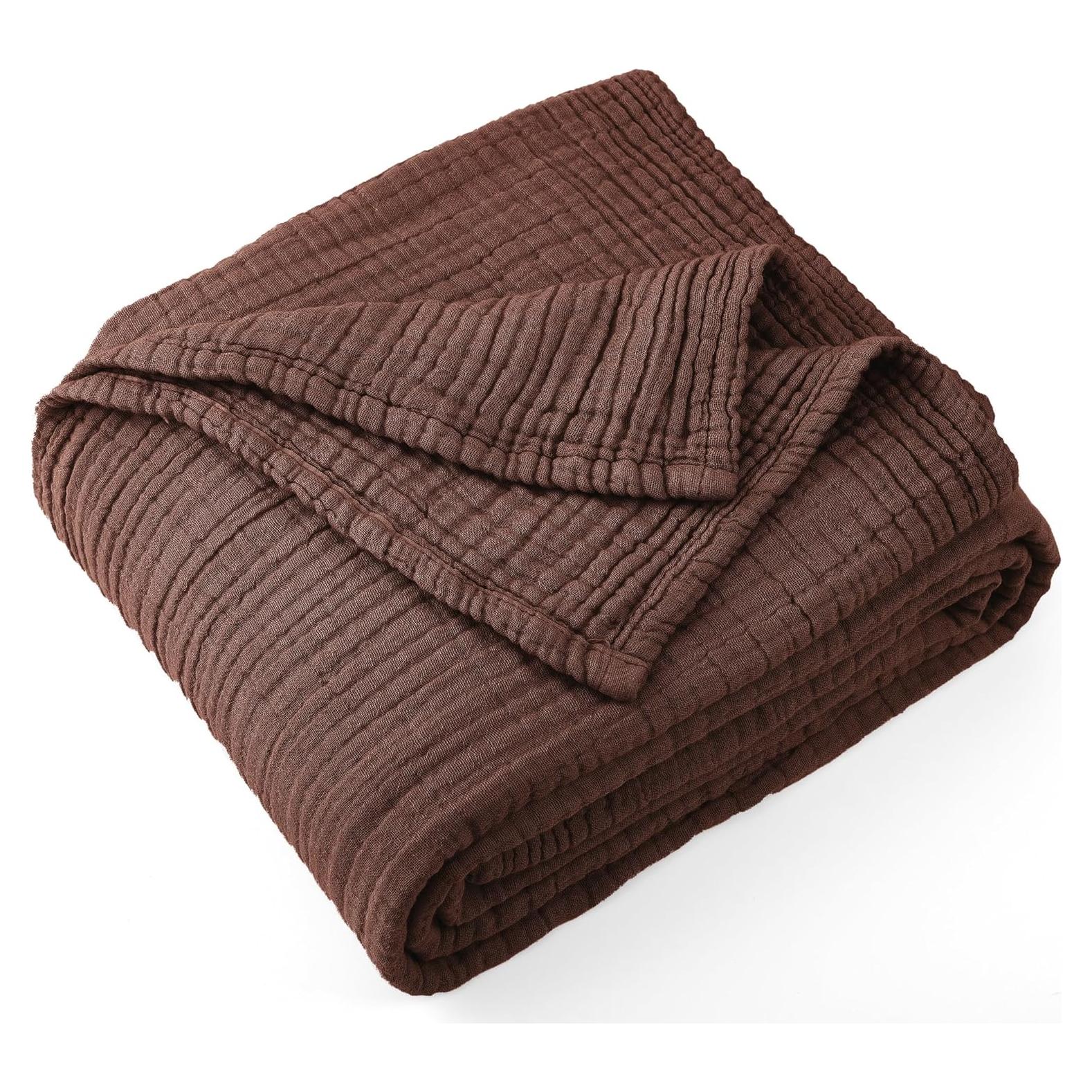 Manta XL de Muselina de Algodón Carriediosa 4 Capas Marrón