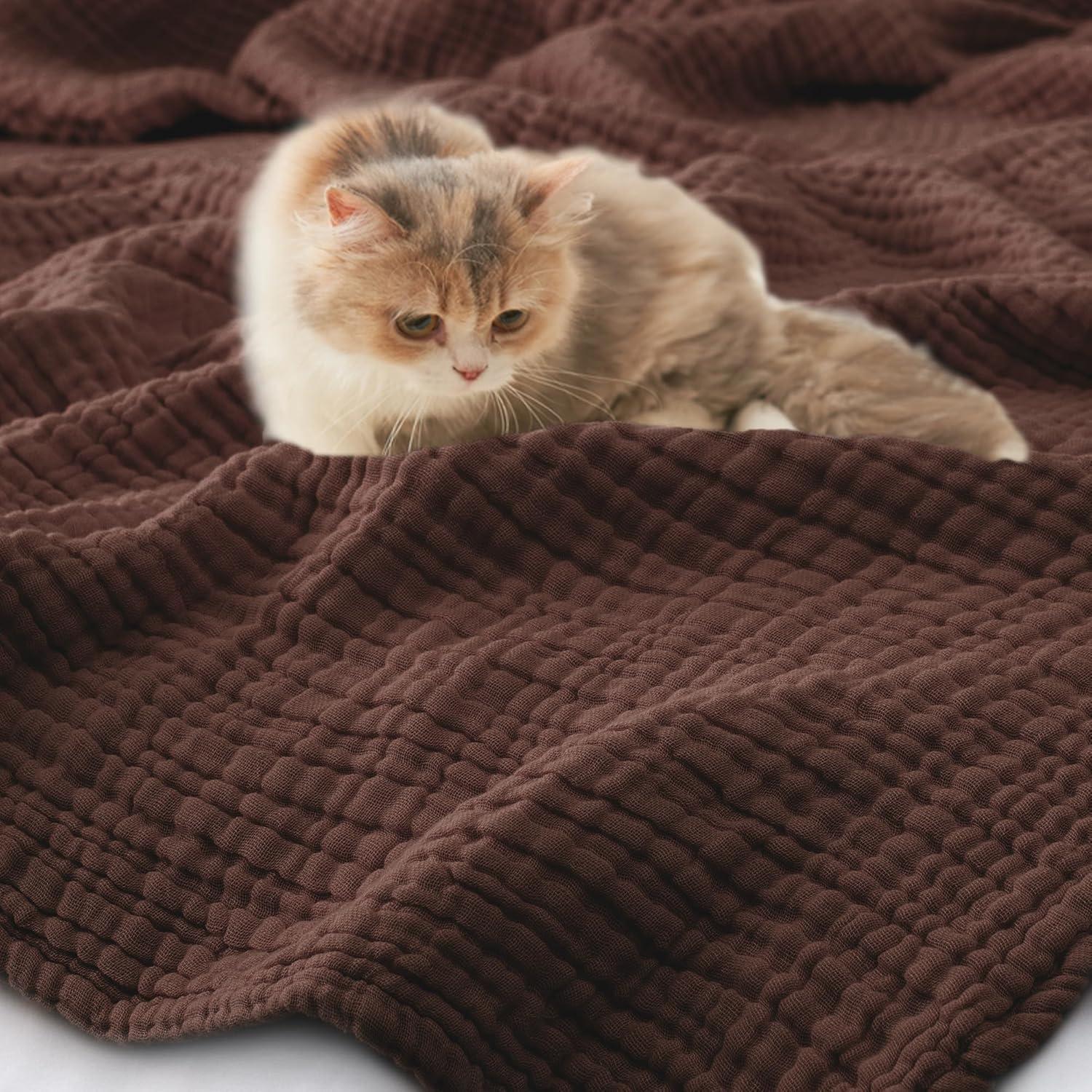 Manta XL de Muselina de Algodón Carriediosa 4 Capas Marrón