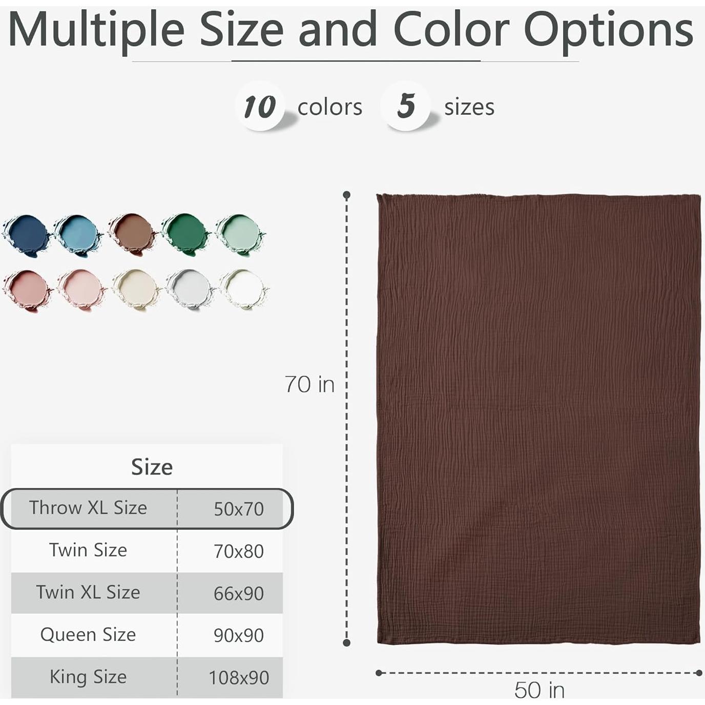 Manta XL de Muselina de Algodón Carriediosa 4 Capas Marrón