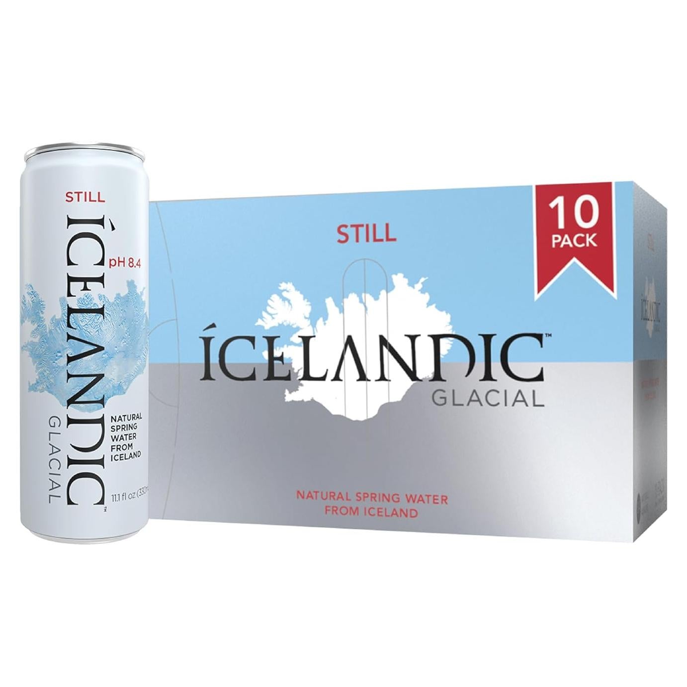 Agua Alcalina Islandesa Glacial 330 ml - Paquete de 10 Latas