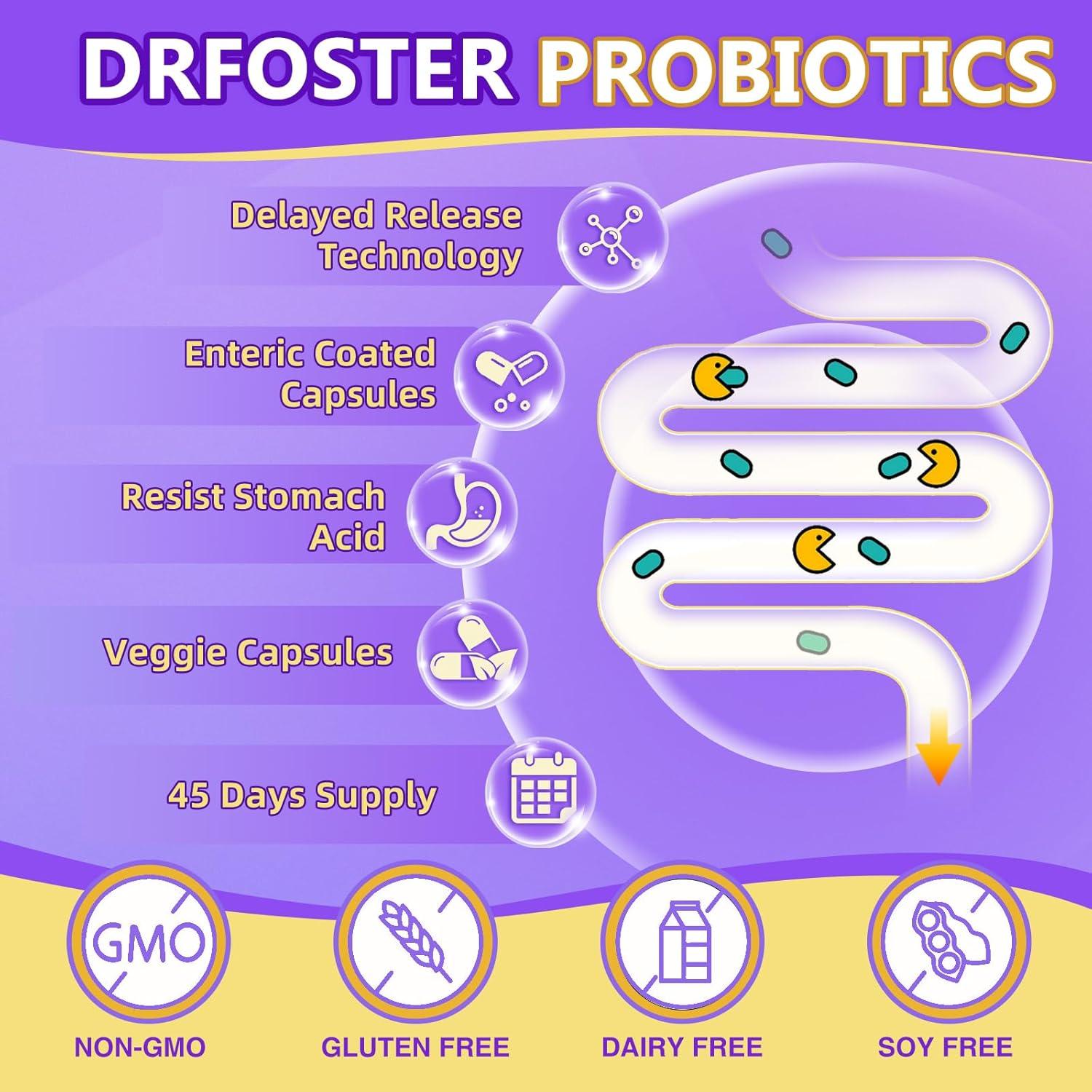 Probioticos Digestivos DRFOSTER 120 Mil Millones CFUs 90 Caps