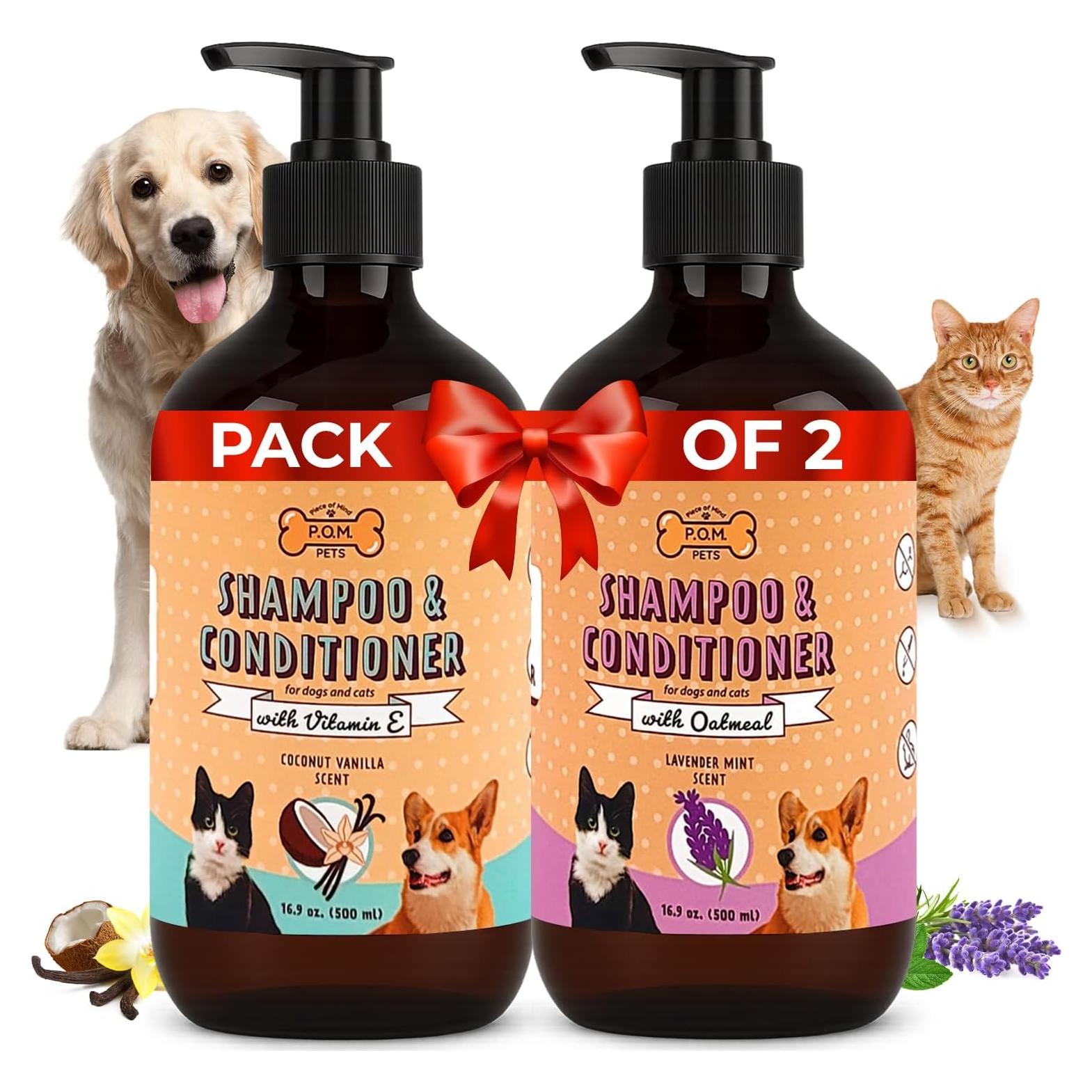 Champú y Acondicionador Orgánico POM 2-en-1 para Perros y Gatos - Alivio Piel Sensible