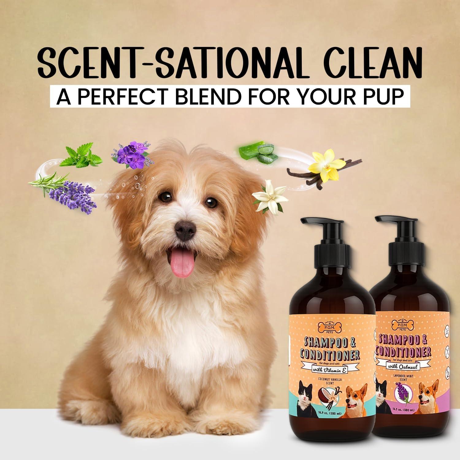 Champú y Acondicionador Orgánico POM 2-en-1 para Perros y Gatos - Alivio Piel Sensible