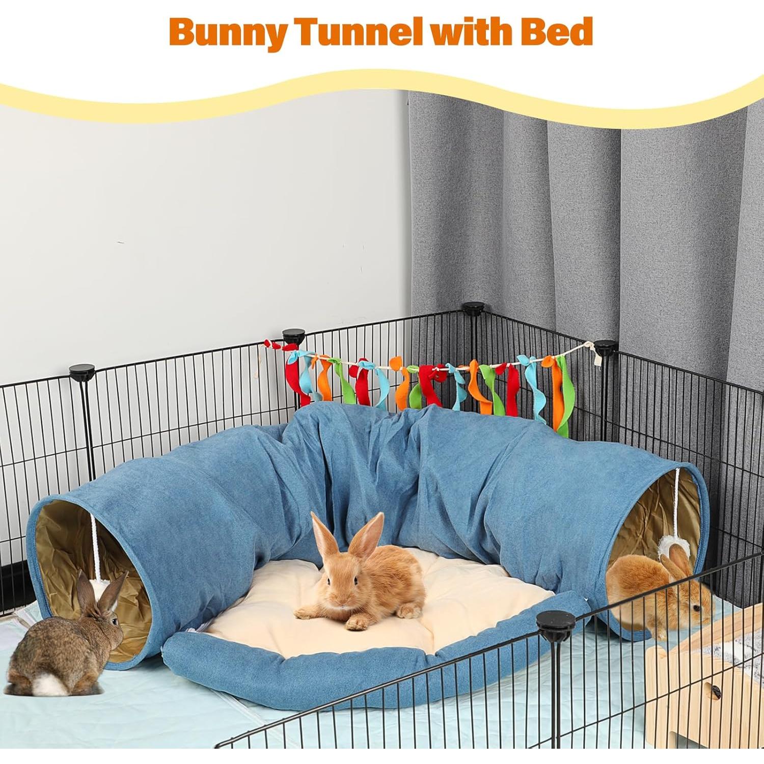 Cama túnel BWOGUE para conejos y gatos, colapsable 2 en 1