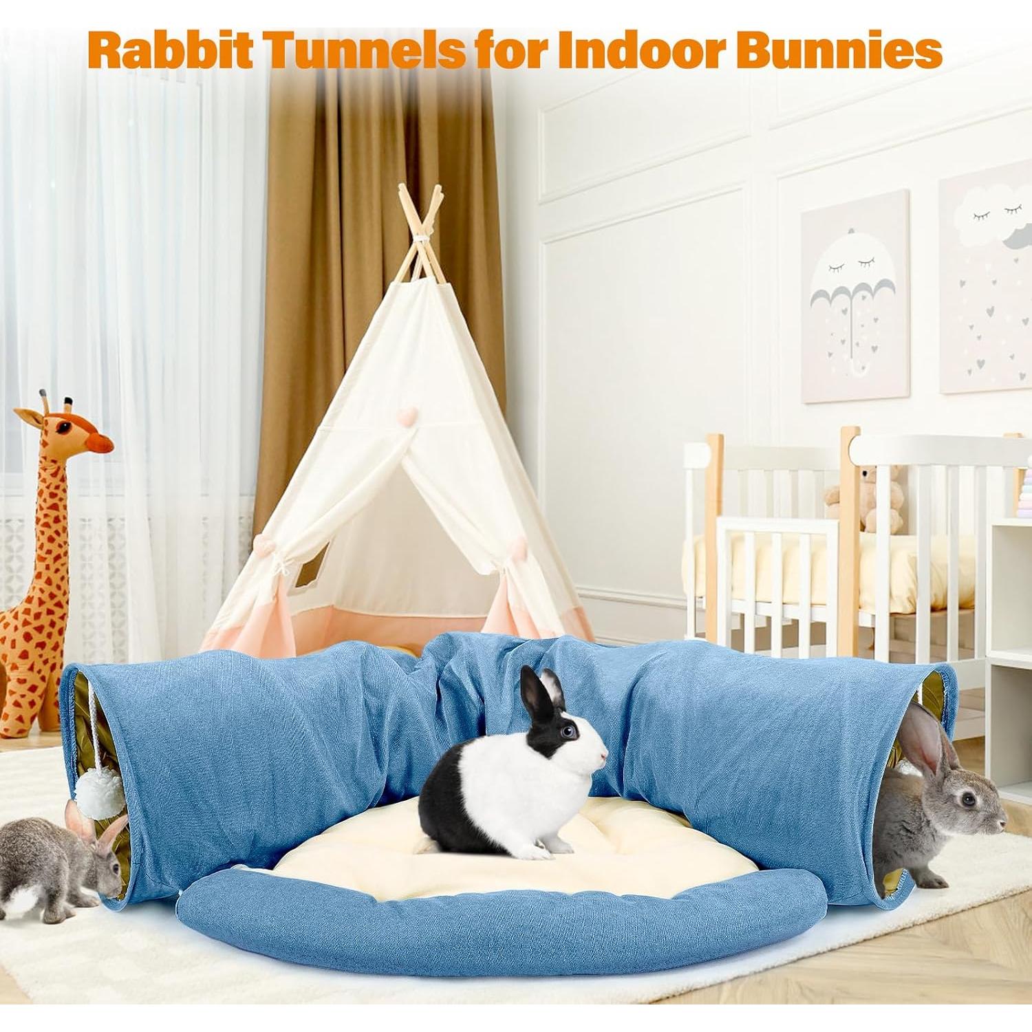 Cama túnel BWOGUE para conejos y gatos, colapsable 2 en 1