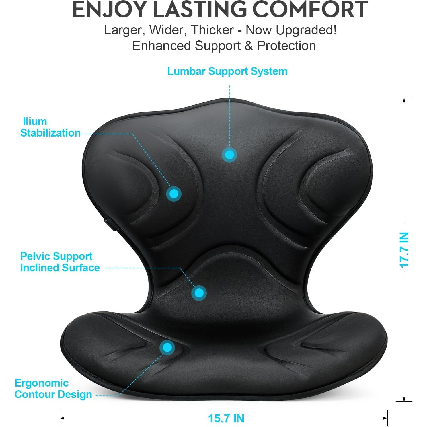 Soporte Lumbar Ergonomico FHTWRR con Almohada para Silla - Negro
