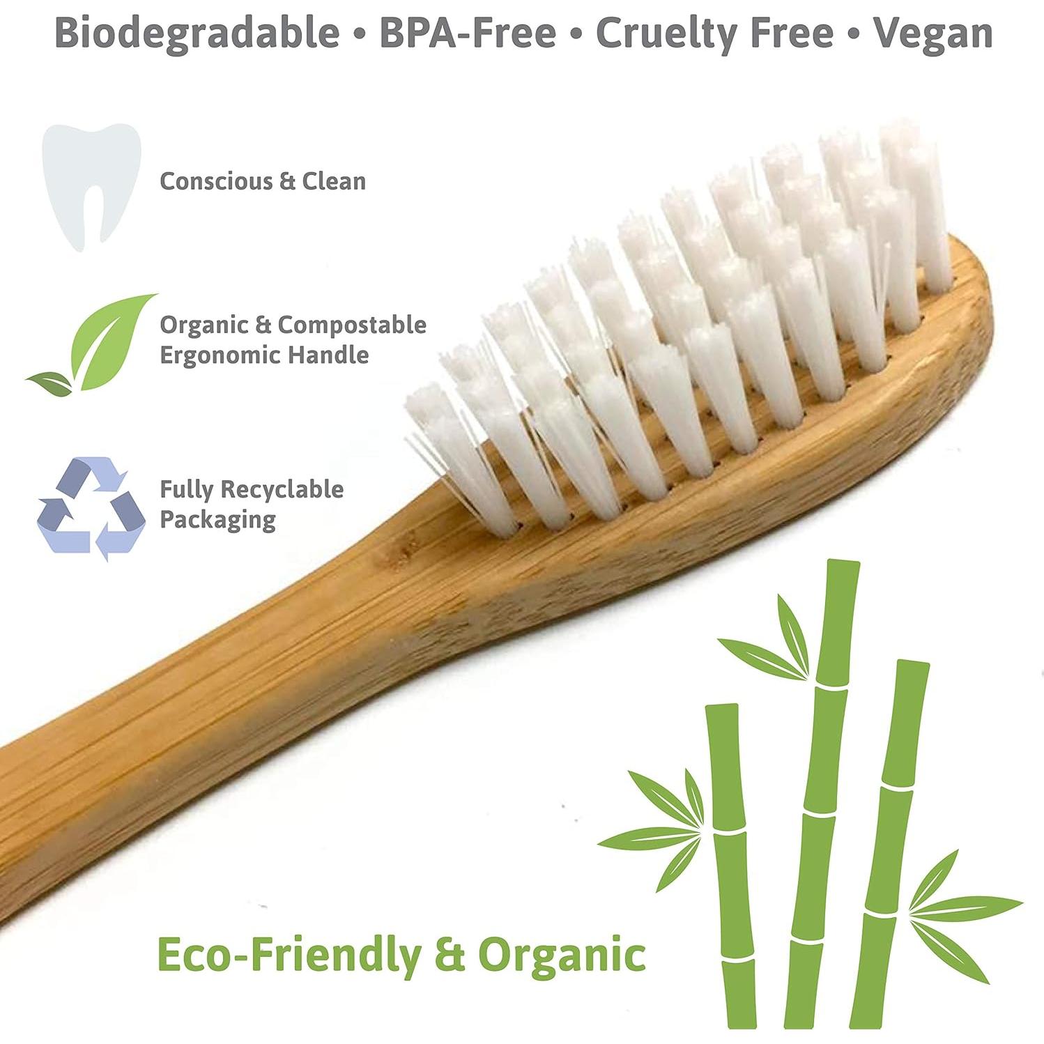Cepillo de Dientes de Bambú Barebu - 100% Biodegradable, Blanco
