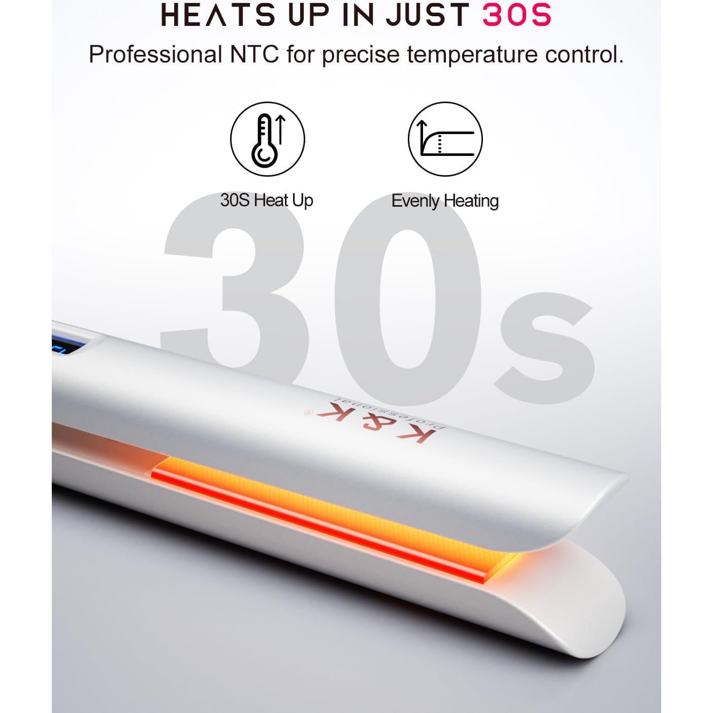 Plancha de Pelo K&K 1 Pulgada Titanio Cerámica Iones Negativos