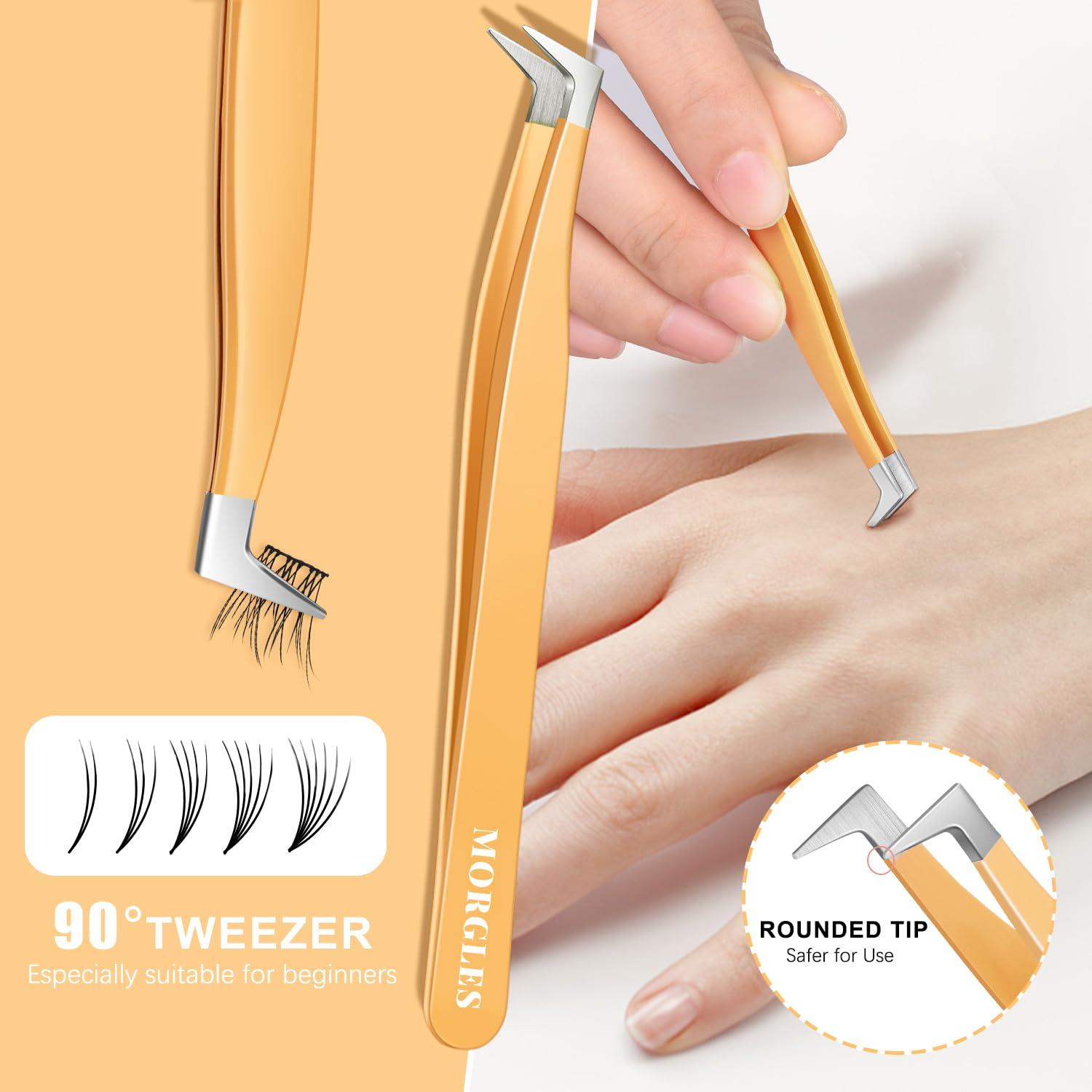 Pinzas de Precisión MORGLES para Extensiones de Pestañas - 5 Piezas