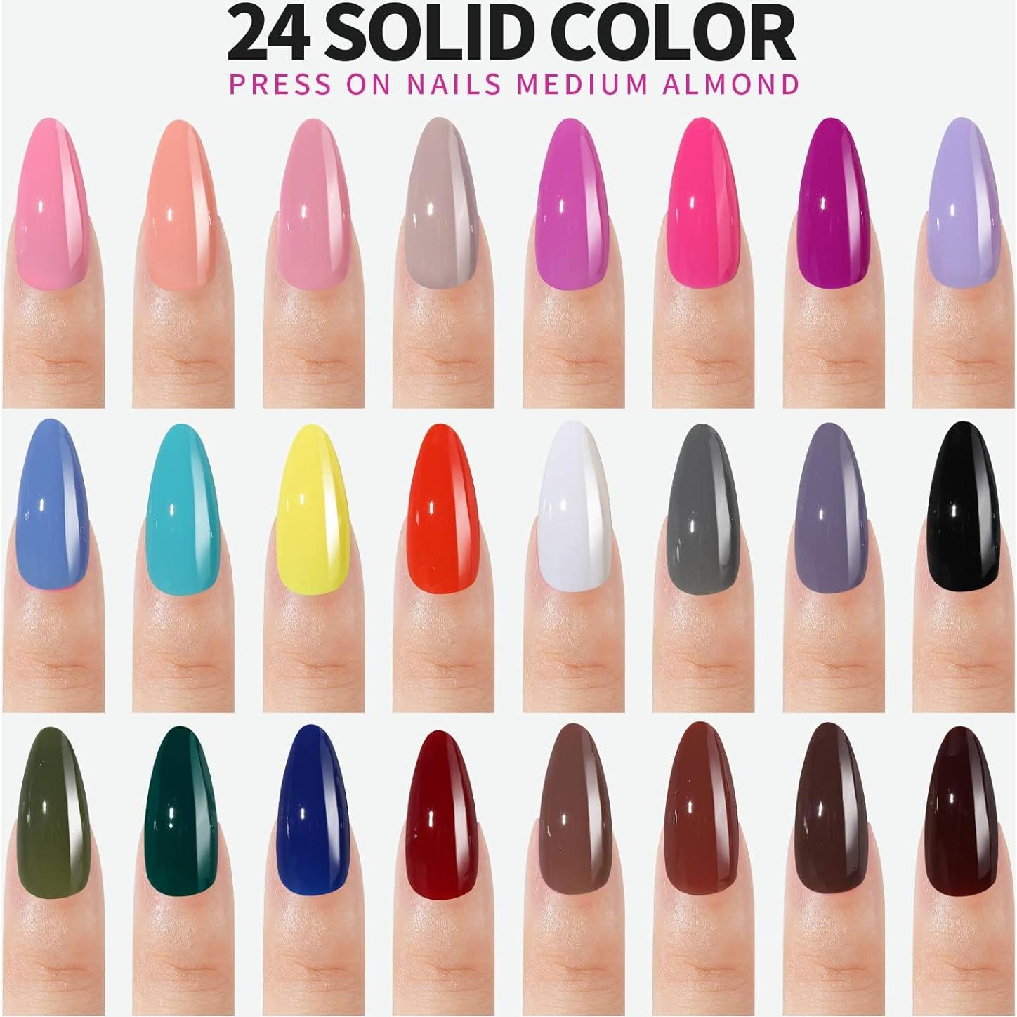 Uñas Postizas FANDAMEI Almendra Brillante 576PCS con Pegamento