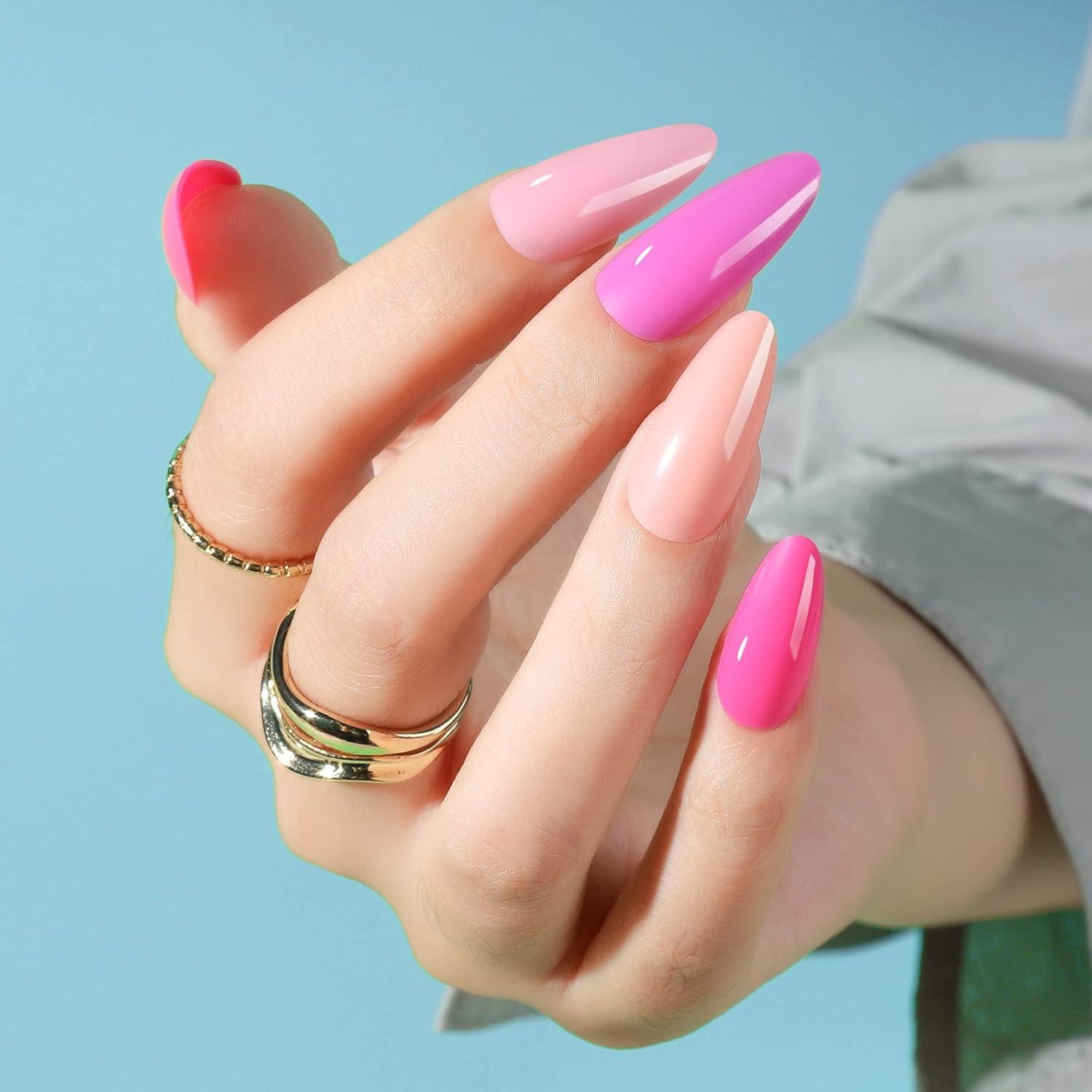 Uñas Postizas FANDAMEI Almendra Brillante 576PCS con Pegamento