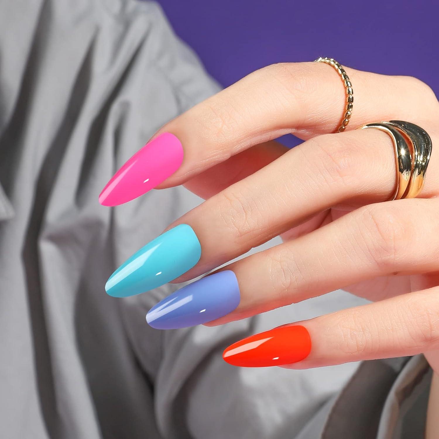 Uñas Postizas FANDAMEI Almendra Brillante 576PCS con Pegamento