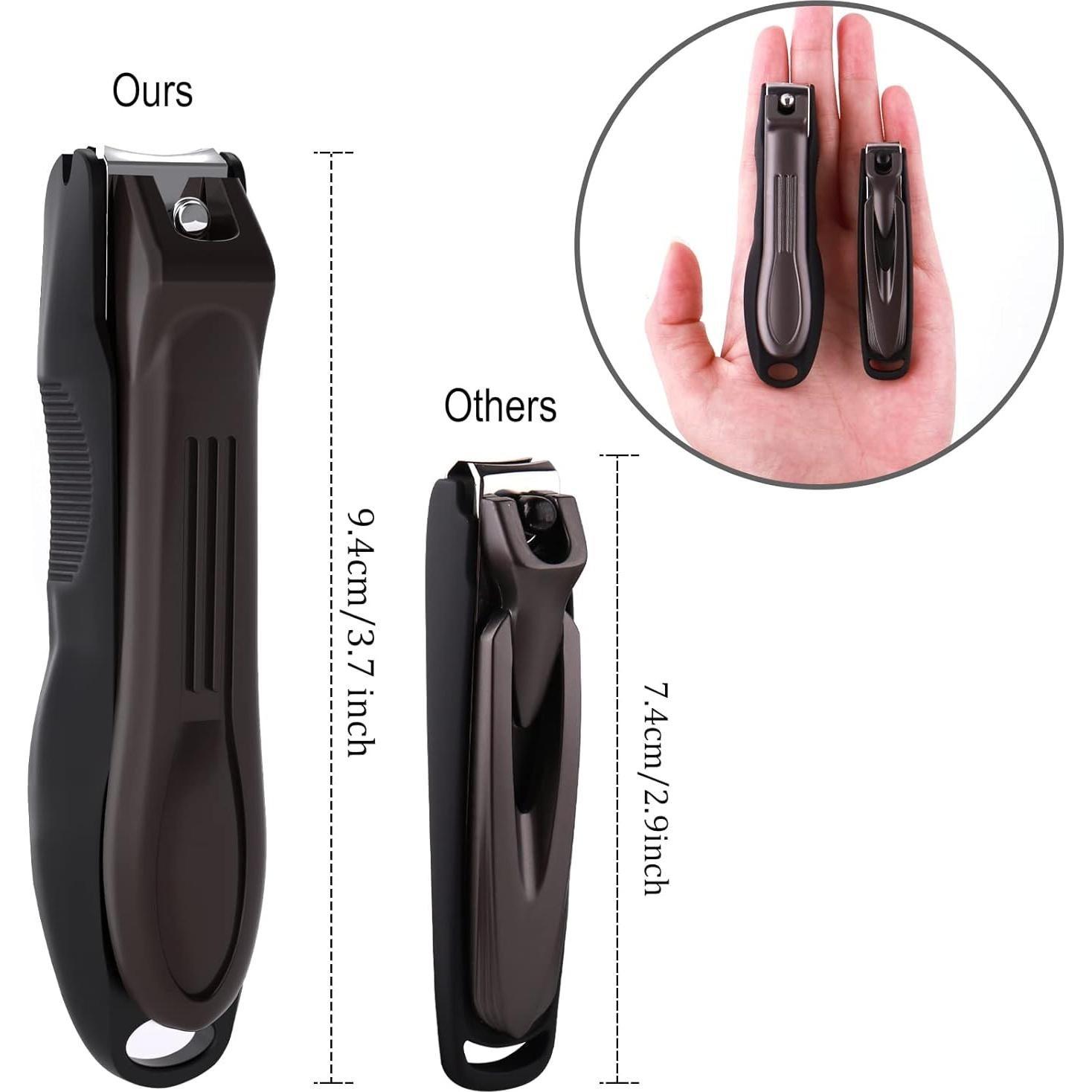 Cortauñas GLAMFIELDS 3 en 1 con Recolector y Lima - Negro