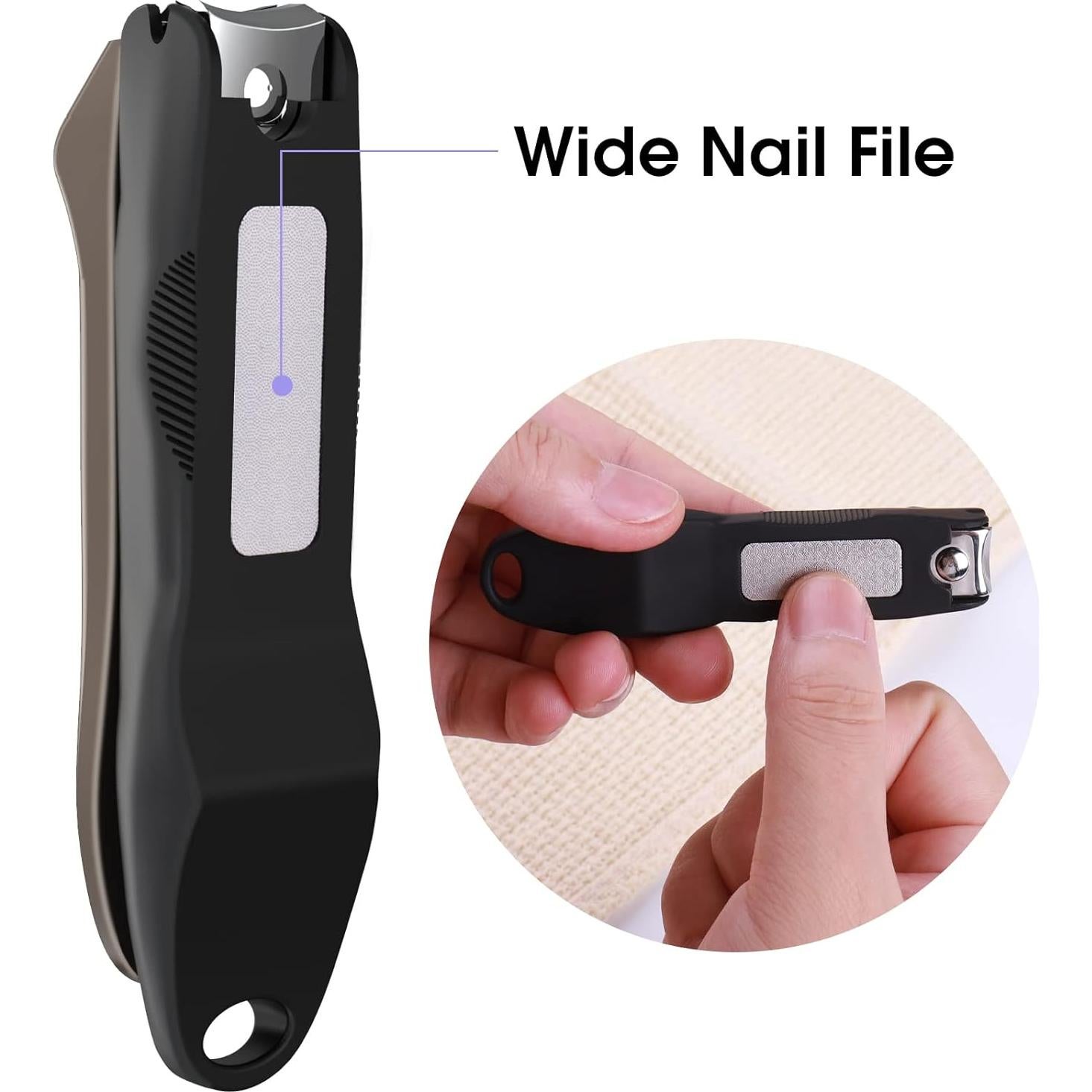 Cortauñas GLAMFIELDS 3 en 1 con Recolector y Lima - Negro