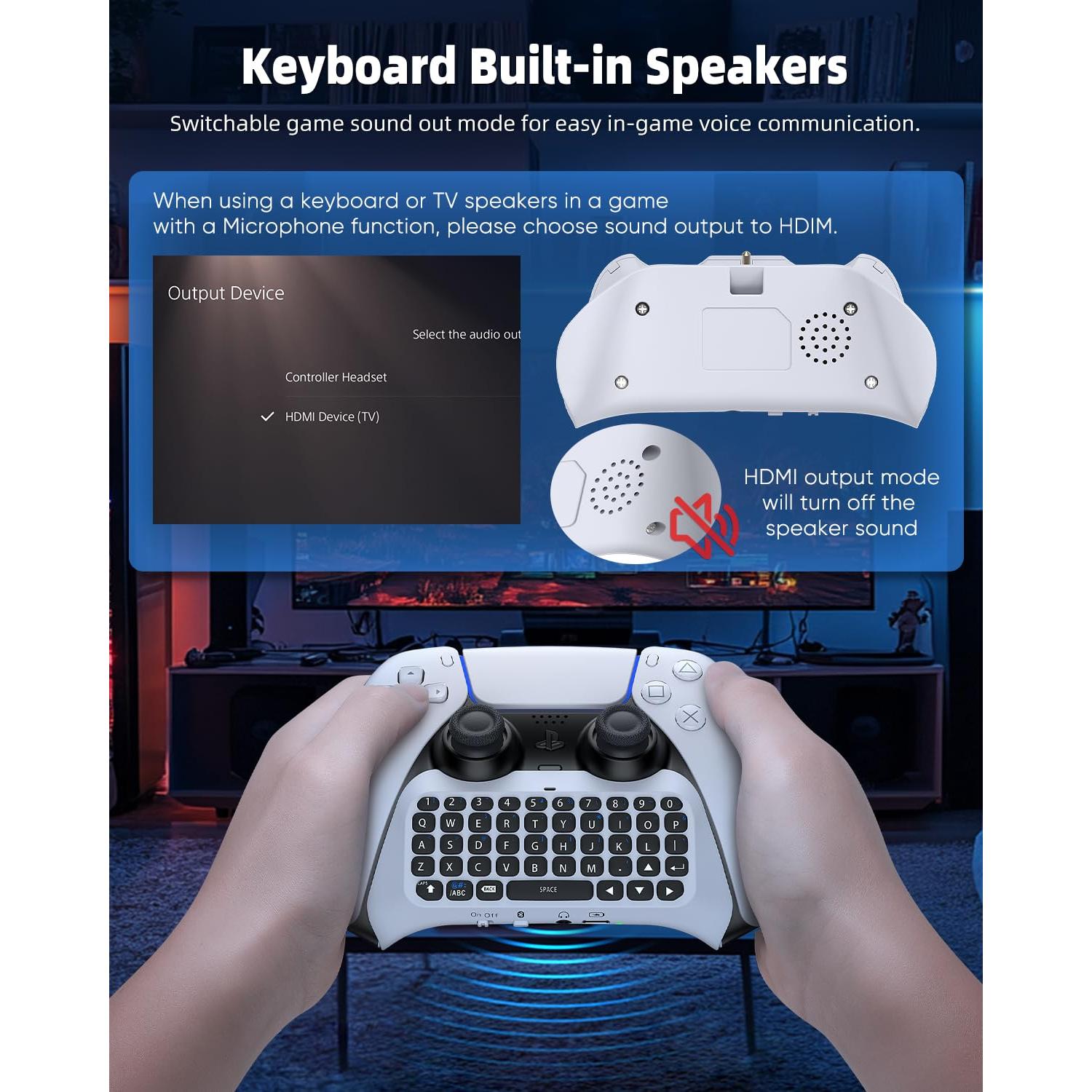 Teclado Inalámbrico MENEEA para PS5 Pro con Altavoz