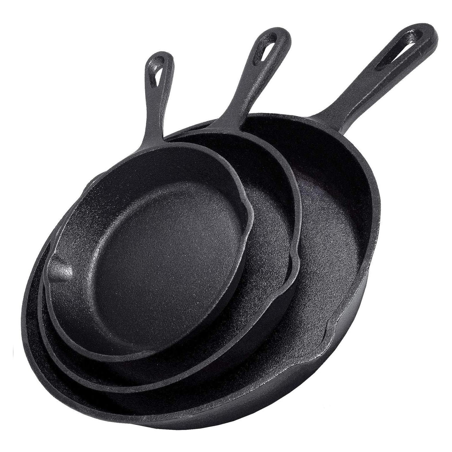 Juego de Sartenes de Hierro Fundido Simple Chef 3 Piezas 15-25 cm