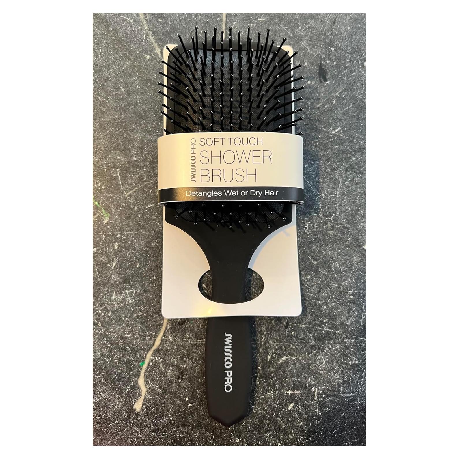 Cepillo de Ducha Suave Swissco Negro - Desenredante y Masajeador